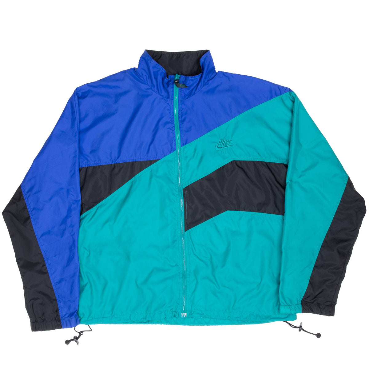 Vintage Nike Teal Blue Black Windbreaker Jacket Late 1980S Size Large