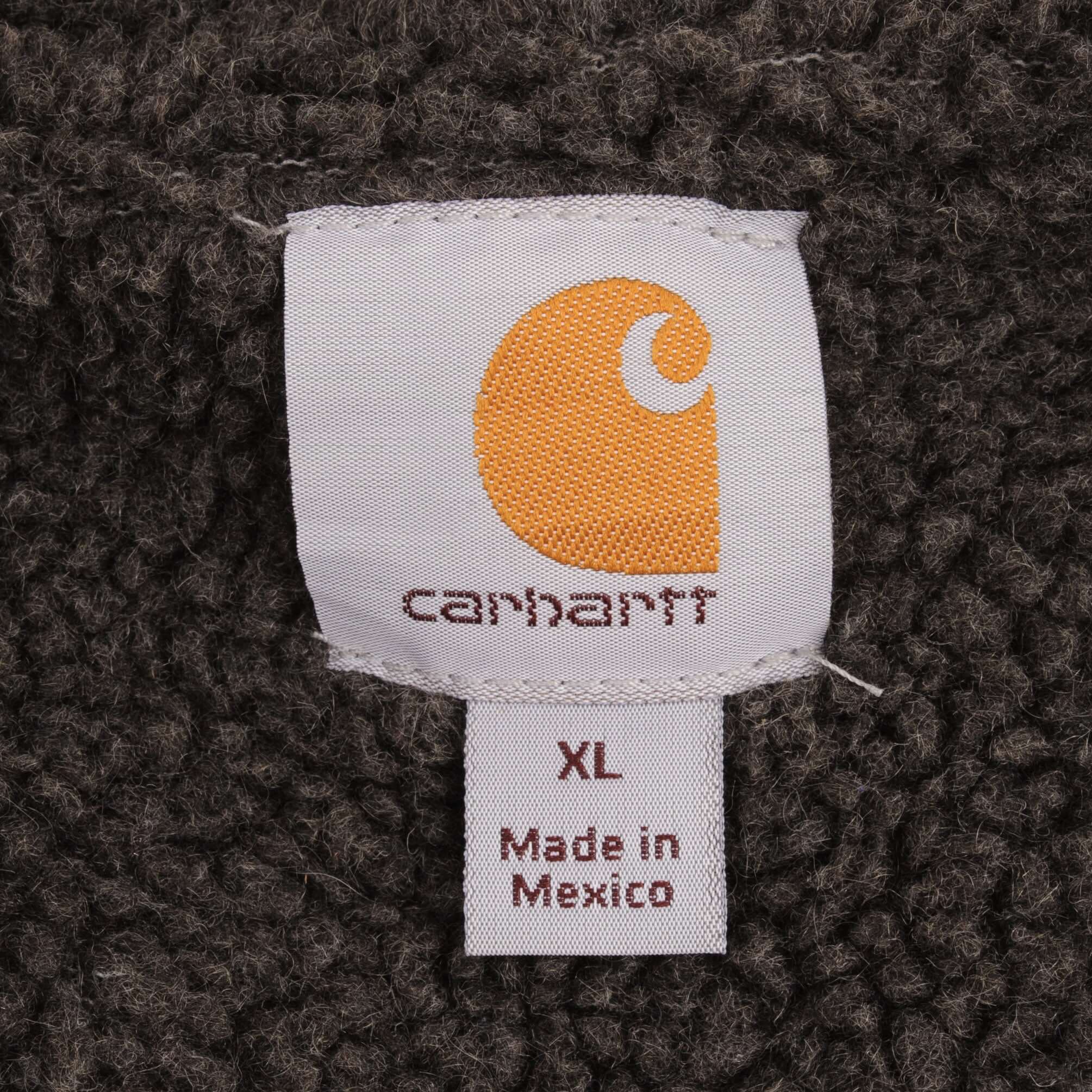 Vintage Carhartt Sherpa Lined Full Zip Navy Hoodie Sweatshirt Size XL