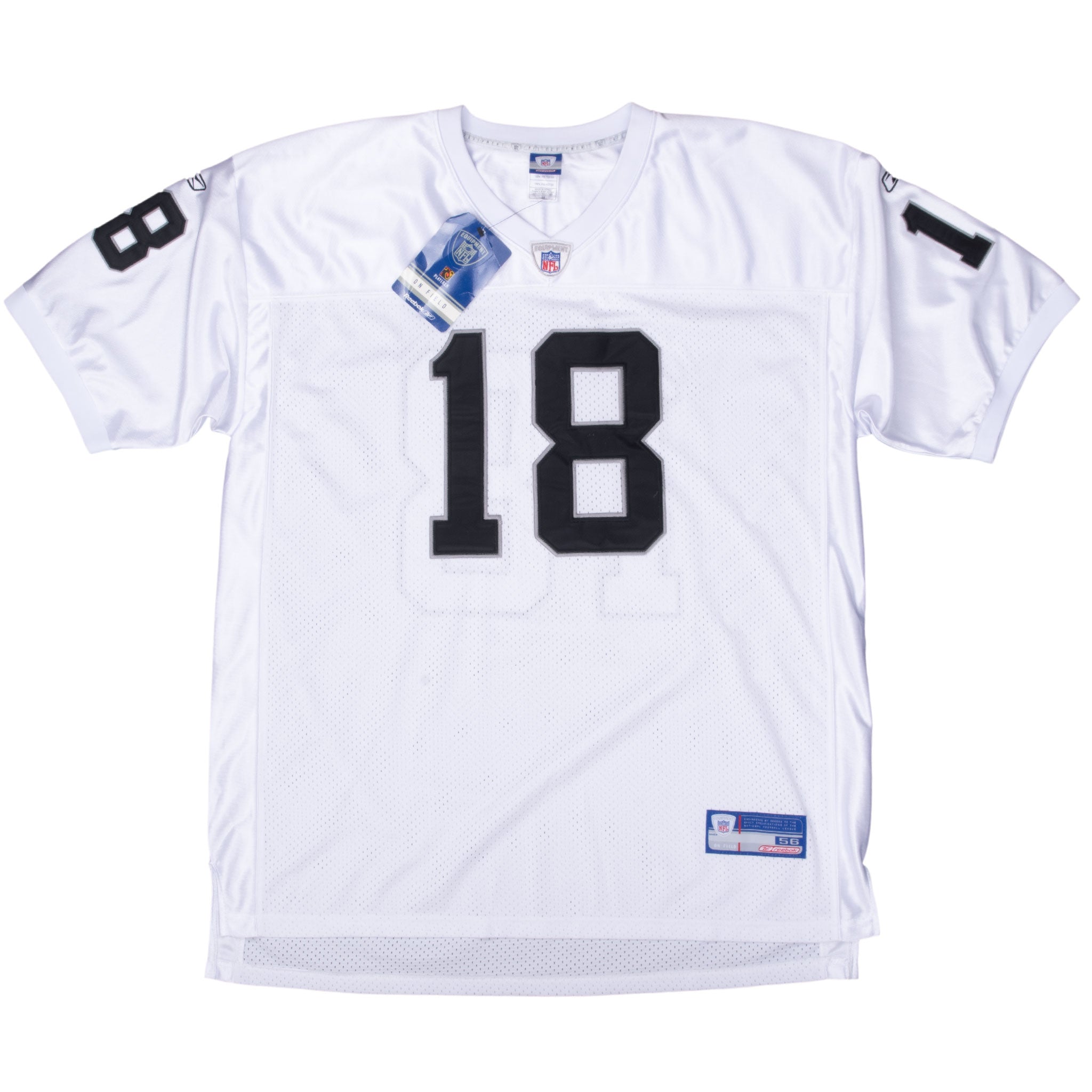 Vintage Nfl Oakland Raiders Moss #18 Reebok Jersey 2000S Size 56 Deadstock