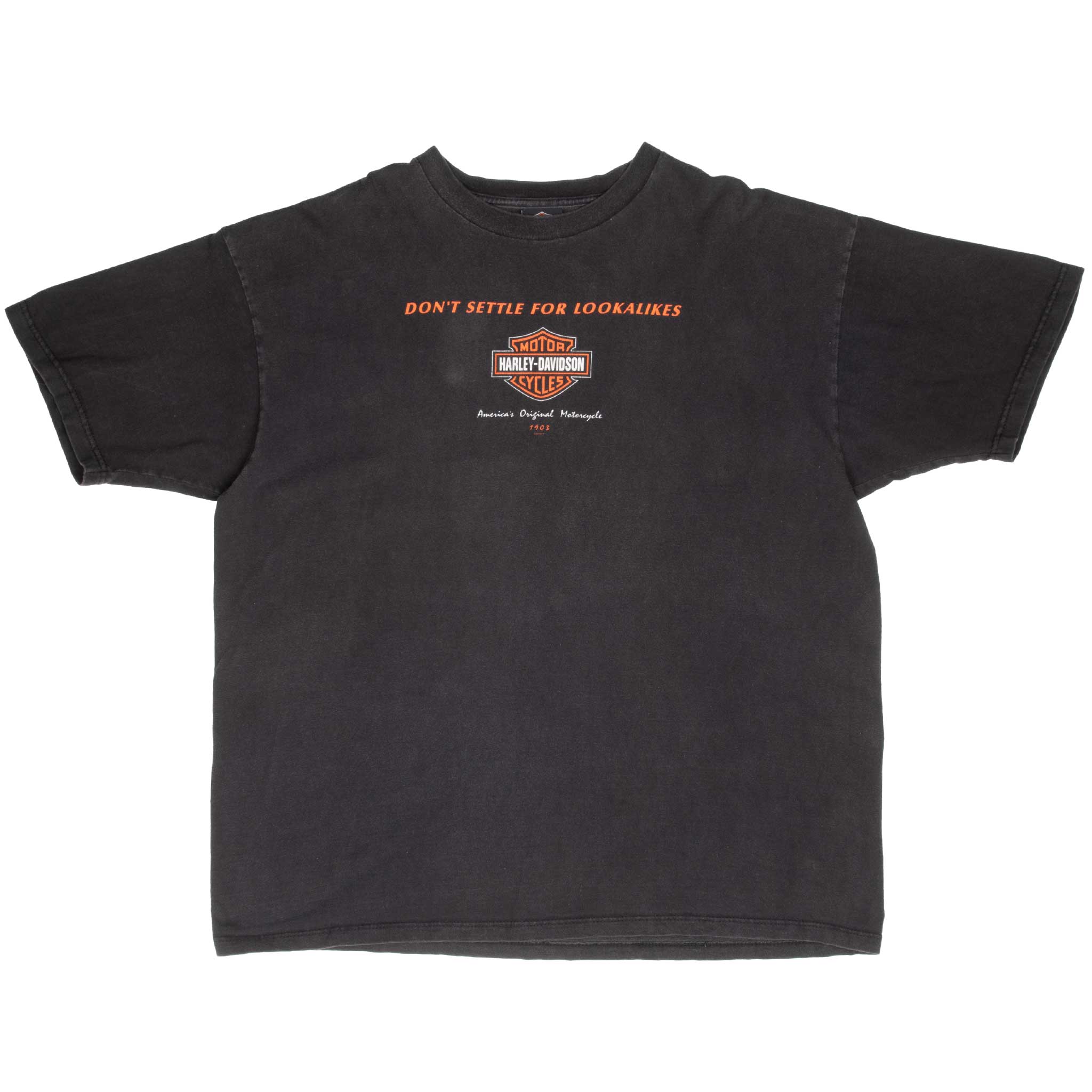 Vintage Harley Davidson Don't Settle For Lookalikes 2002 Tee Shirt Size 2XL Made In Usa