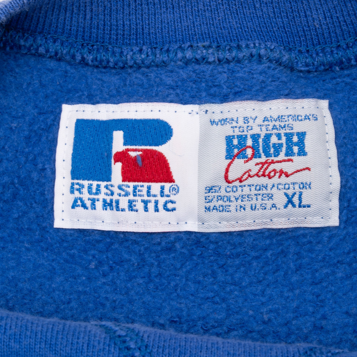 Vintage Russell Athletic Blue Blank Sweatshirt 1990S Size XL Made In Usa