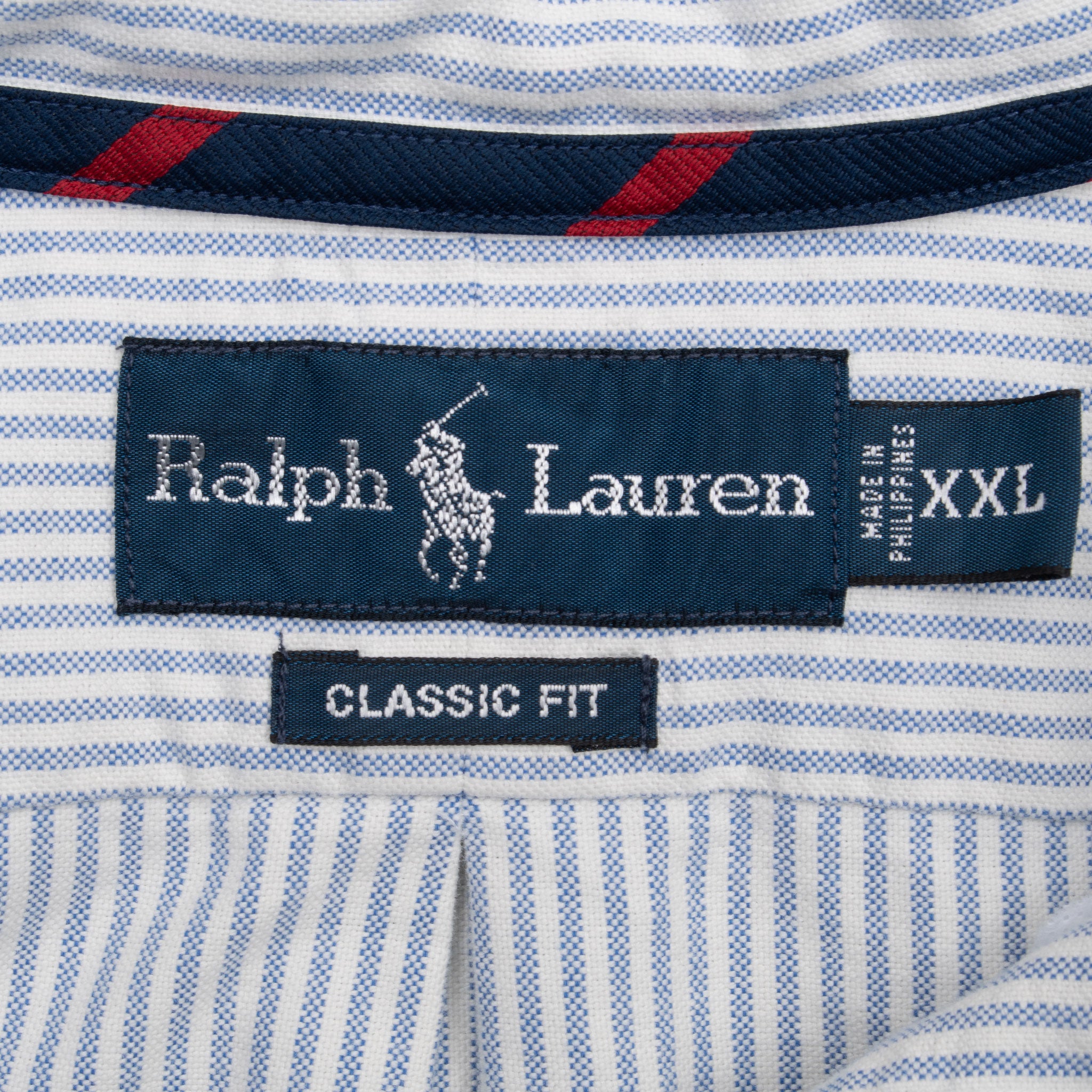 Vintage Ralph Lauren Blue White Striped Shirt 1990S Size 2XL