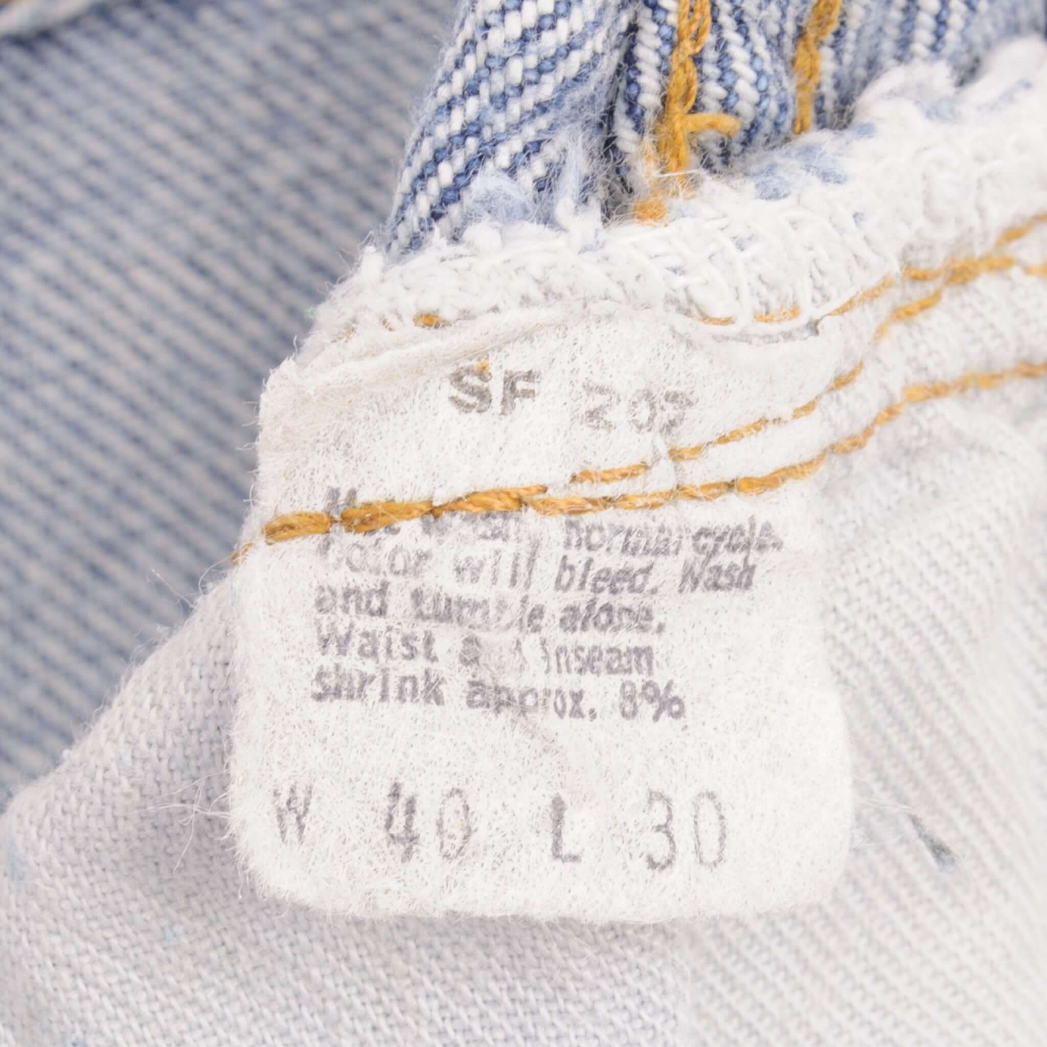 Beautiful Indigo Levis 501 Jeans with Redline 1970S Made in USA. Amazing Wash with a light blue wash, a nice contrast of light and medium blue. Size On Tag 40X30 Actual Size 38X27 Back Button #6