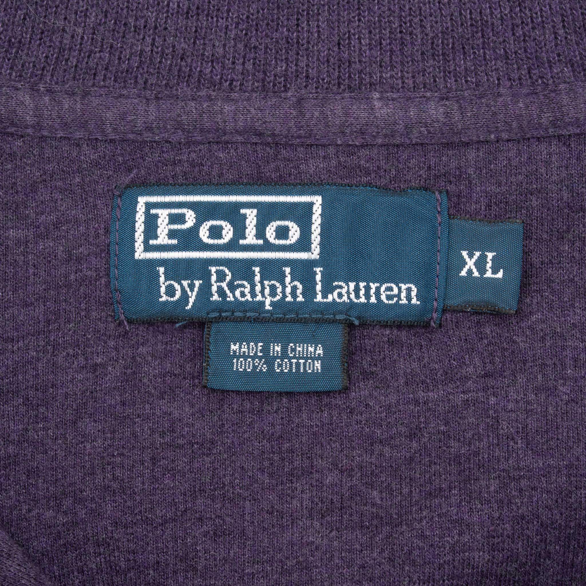 Vintage Ralph Lauren Purple Quarter Zip Sweater Size XL 1990S Made In Usa