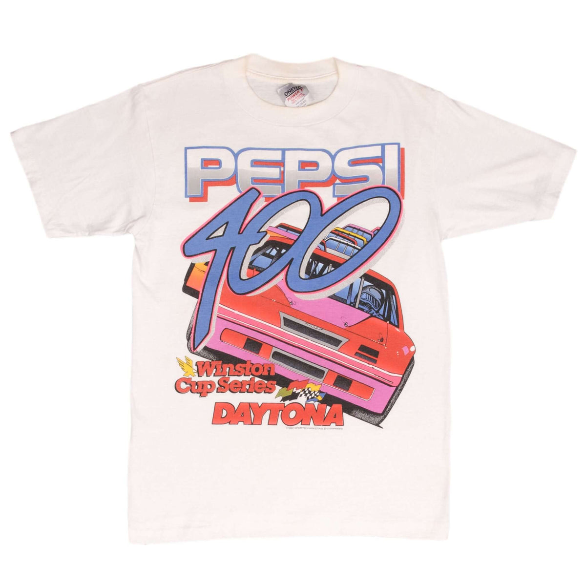 Vintage Nascar Pepsi 400 Winston Cup Series 1991 Tee Shirt Size Small Made In USA With Single Stitch Sleeves