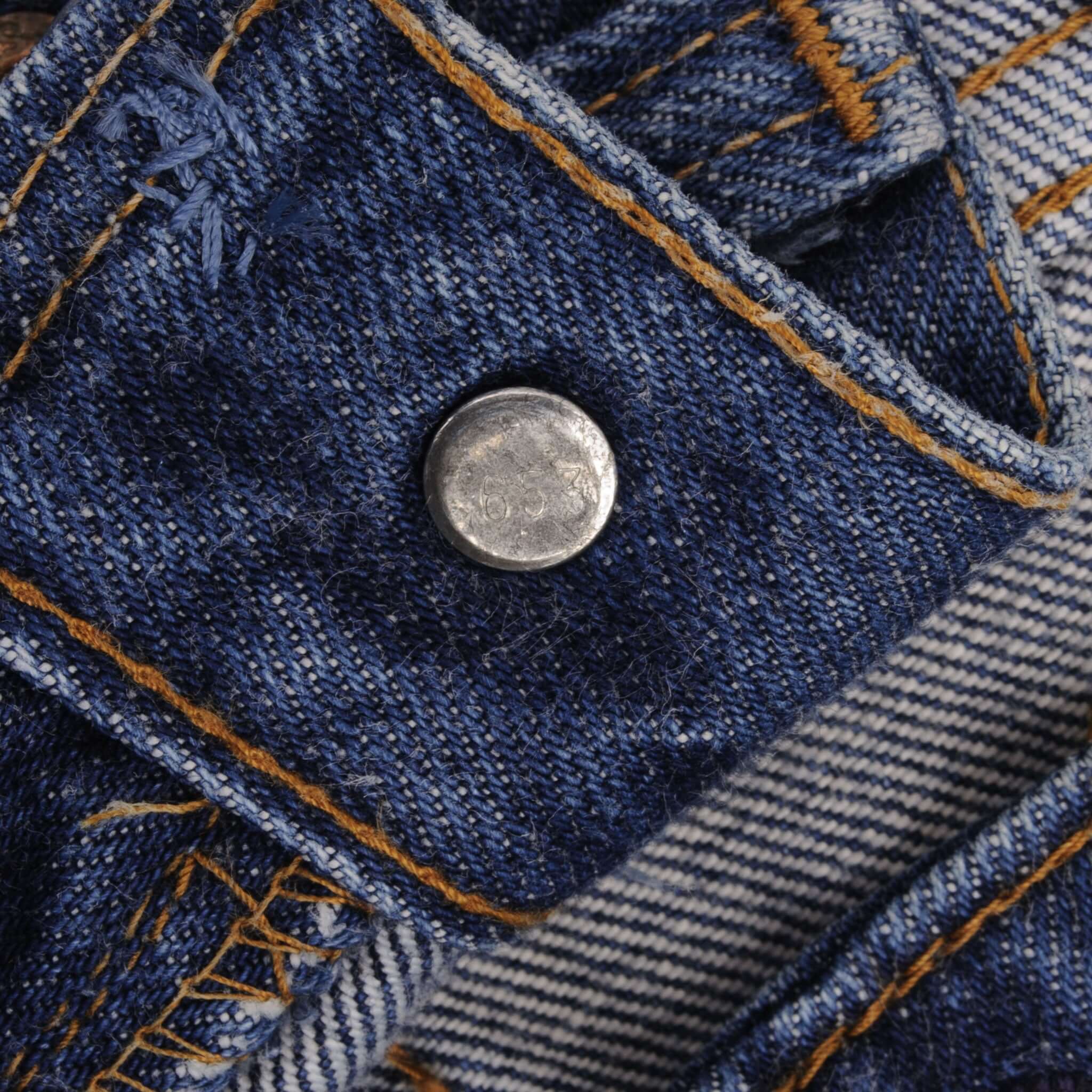 Beautiful Indigo Levis 501 Jeans with Selvedge Redline 1970S Made in USA. Amazing Wash with a dark blue wash. Size On Tag 29X28 Back Button #653