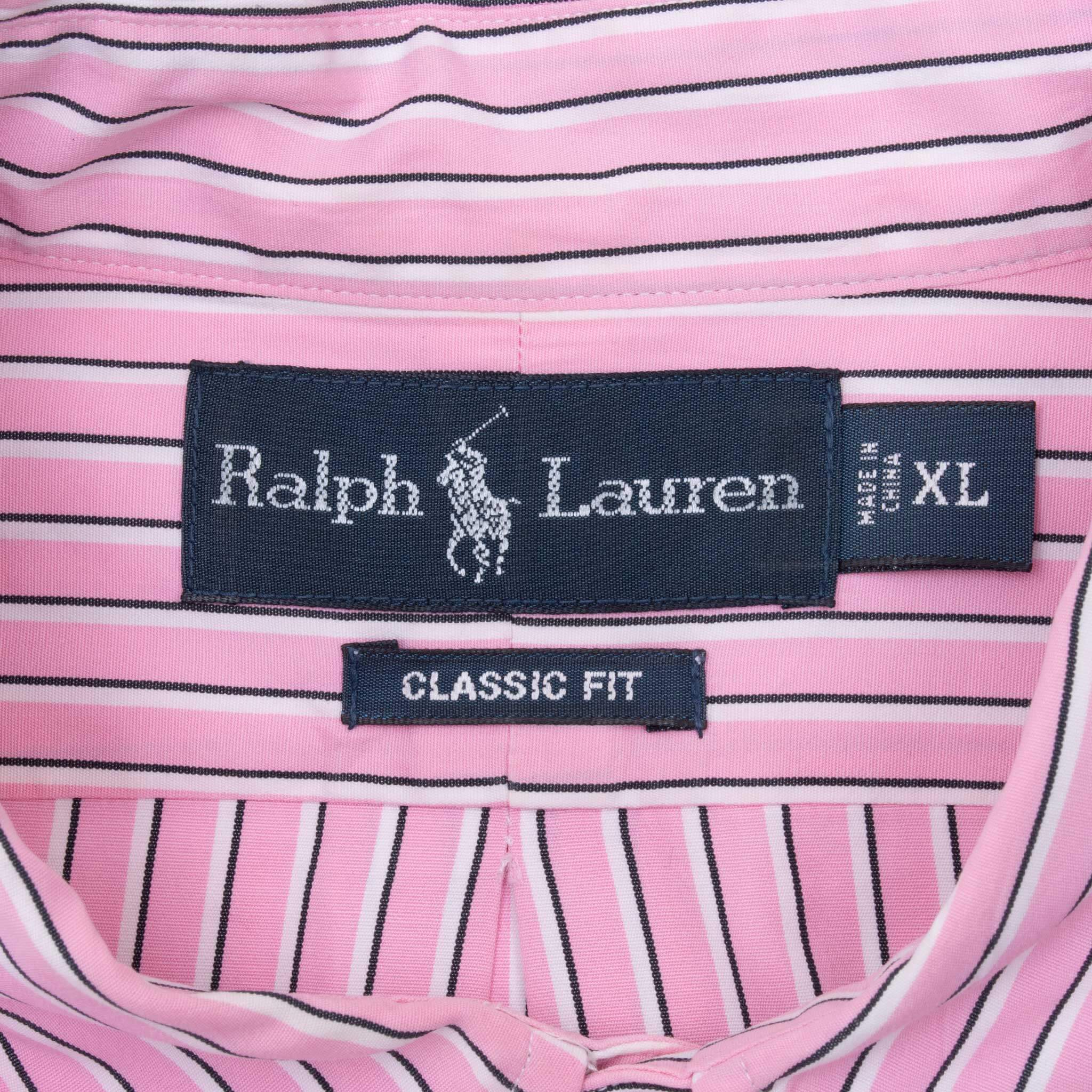 Vintage Ralph Lauren Pink Striped Shirt 1990S Size XL
