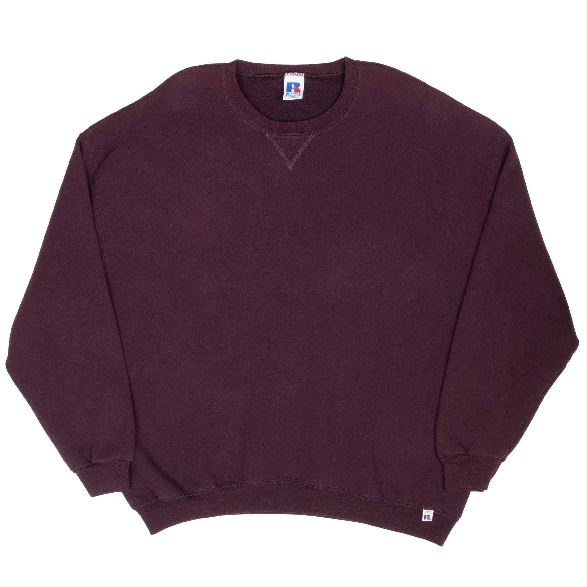 Vintage Russell Athletic Blank Burgundy Sweatshirt 1990s Size 2XL
