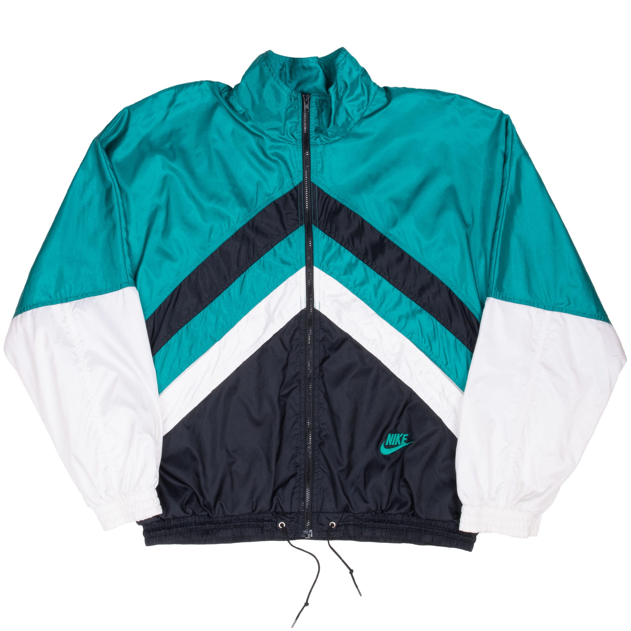 Vintage Nike Classic Swoosh Teal Windbreaker Jacket Early 1990s Size Large
