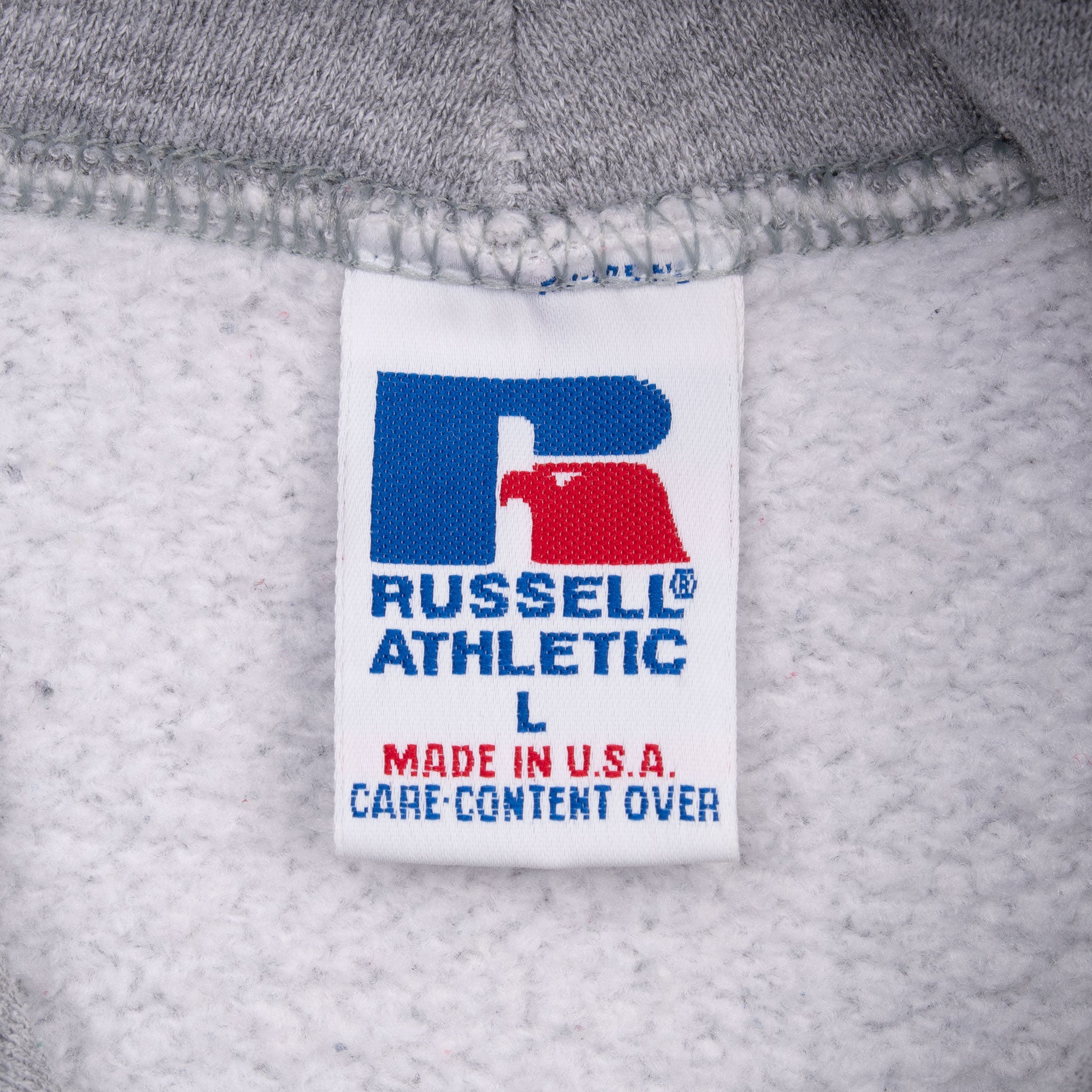 Vintage Russell Athletic Blank Grey Hoodie Sweatshirt 1990S Size Large Made In Usa