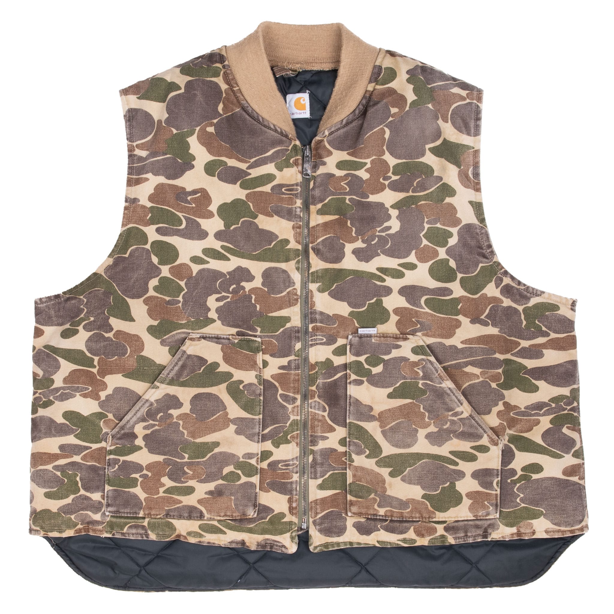 Vintage Carhartt VQ183 Duck Camo Quilt-Lined Vest Jacket 1990s Size 3XL Made in USA