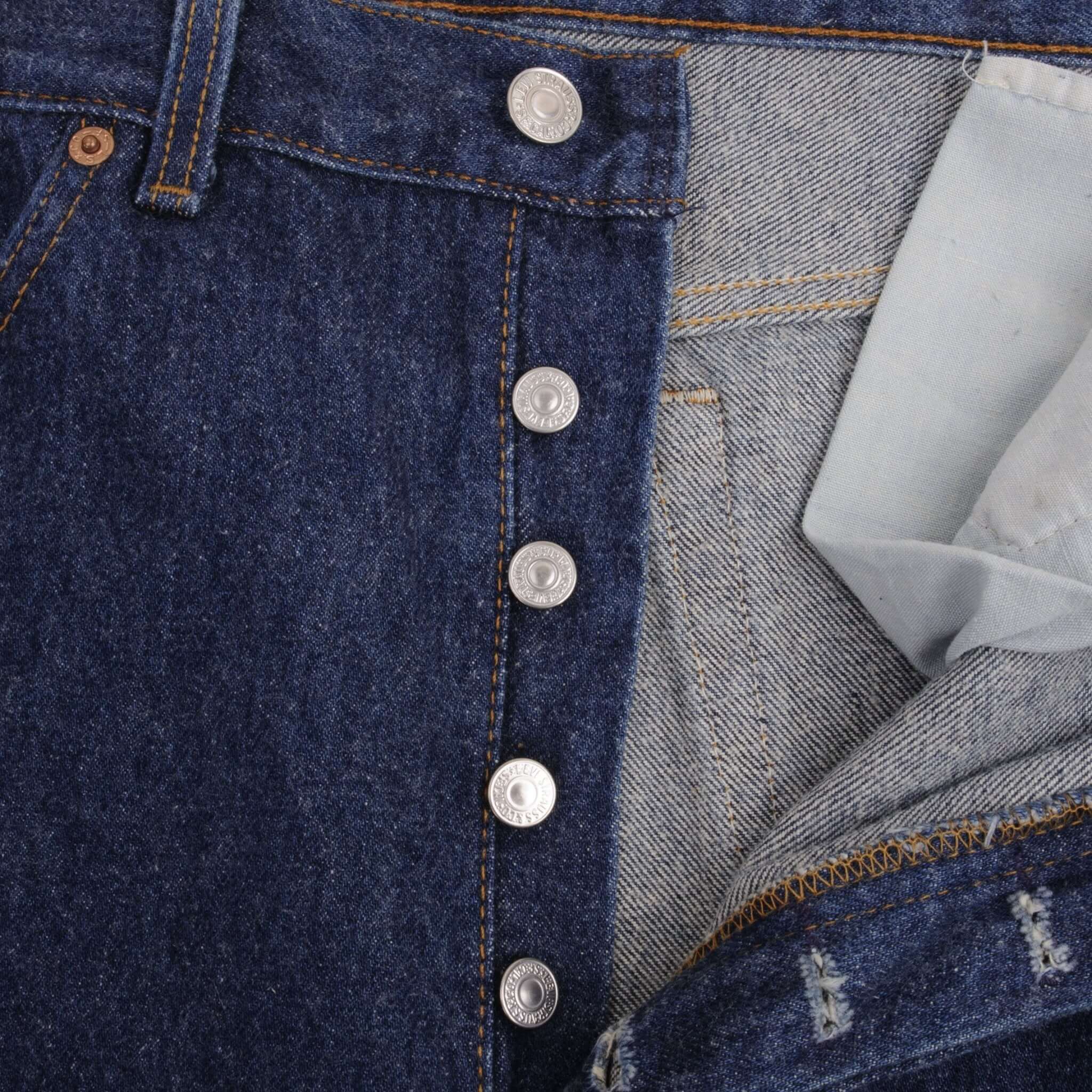 Beautiful Indigo Levis 501 Jeans 1990S Made in USA with Very Dark Wash wash Size on Tag 34X36 Actual Size 33X36 Back Button #501