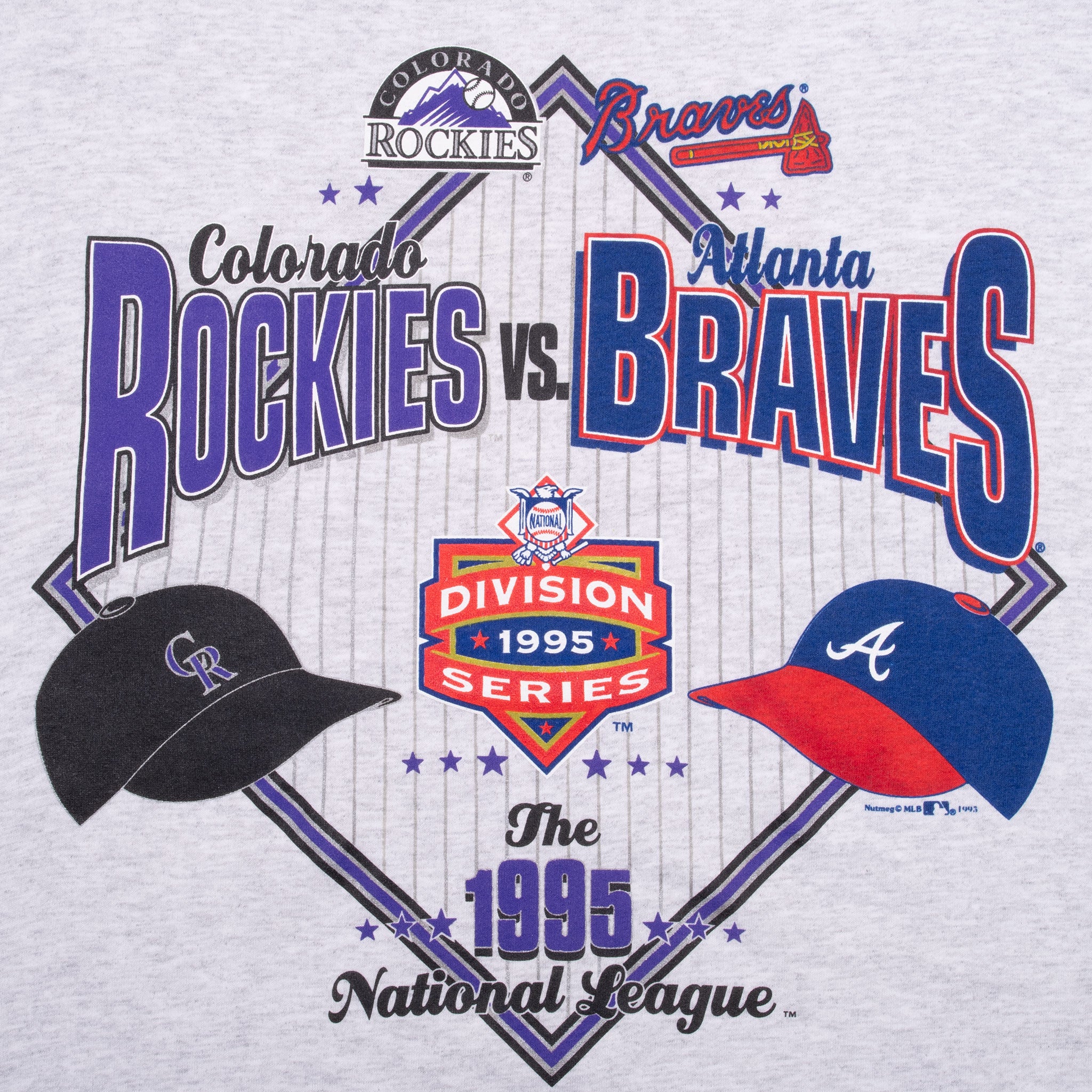 Vintage MLB Rockies Vs Braves 1995 National Finals Tee Shirt Size Medium Made In Usa