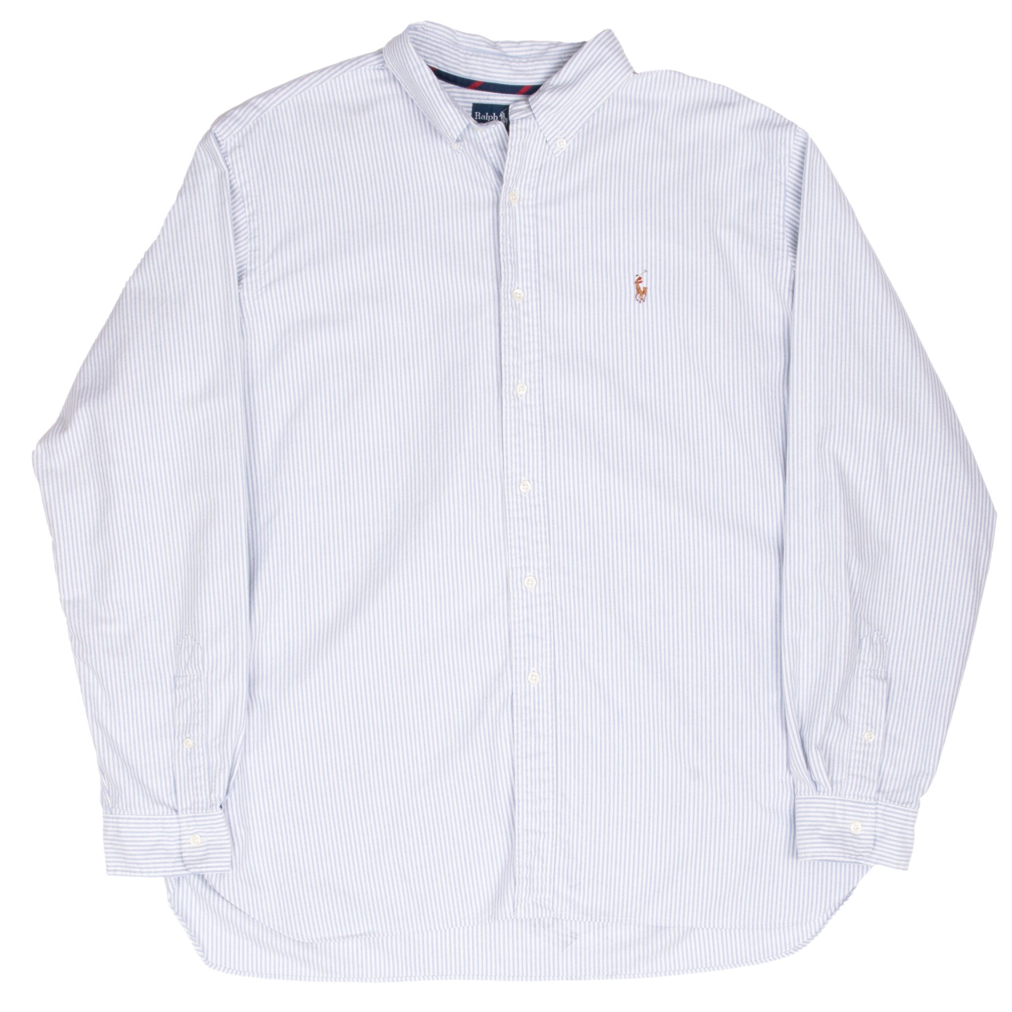 Vintage Ralph Lauren Blue White Striped Shirt 1990S Size 2XL