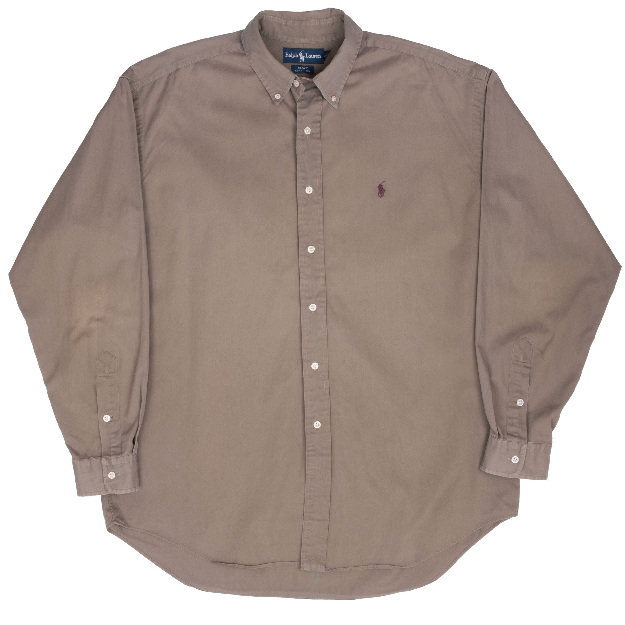 Vintage Ralph Lauren Grey Brown Shirt 1990S Size Large