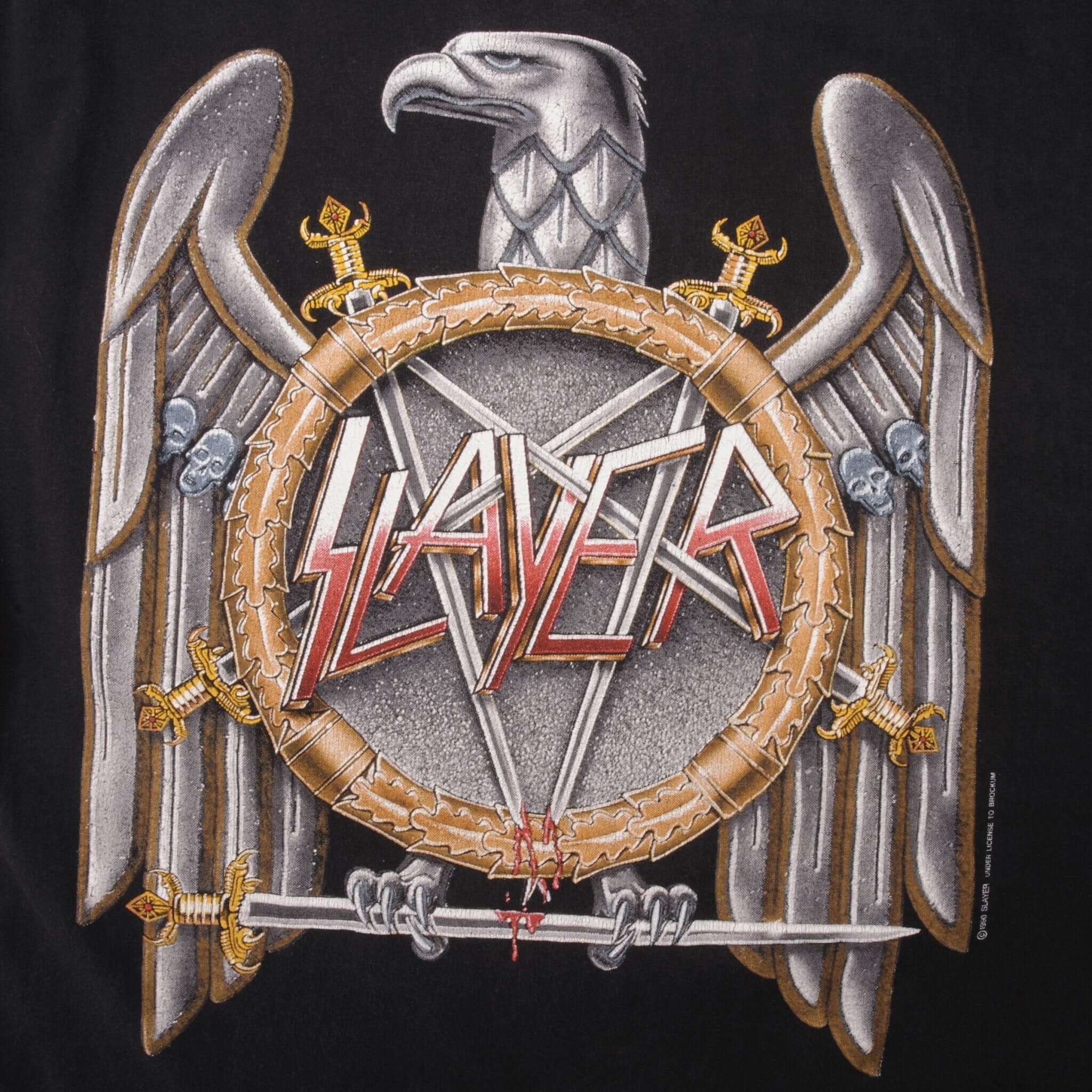 Vintage Slayer European Tour 1990 Tee Shirt Size Large With Single Stitch Sleeves