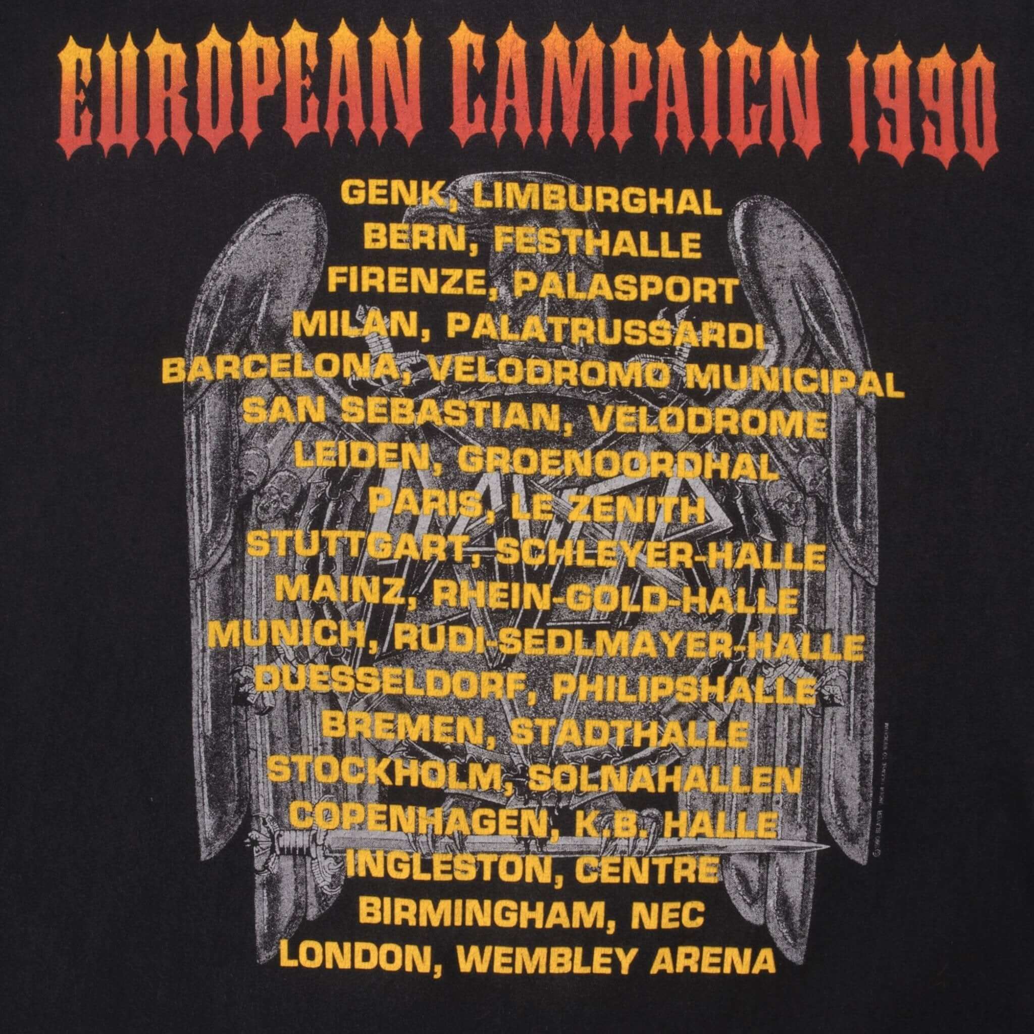 Vintage Slayer European Tour 1990 Tee Shirt Size Large With Single Stitch Sleeves