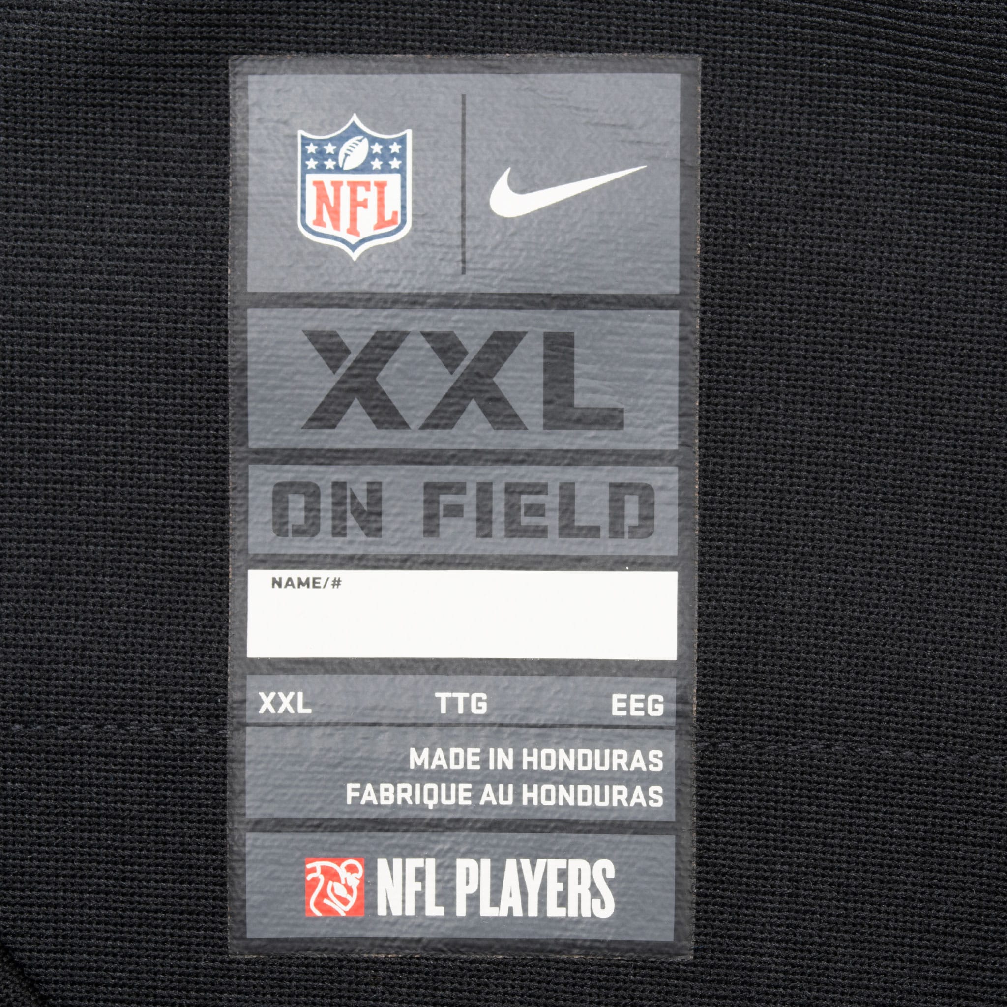 Nike NFL On Field XXL neck label inside the black Steelers jersey