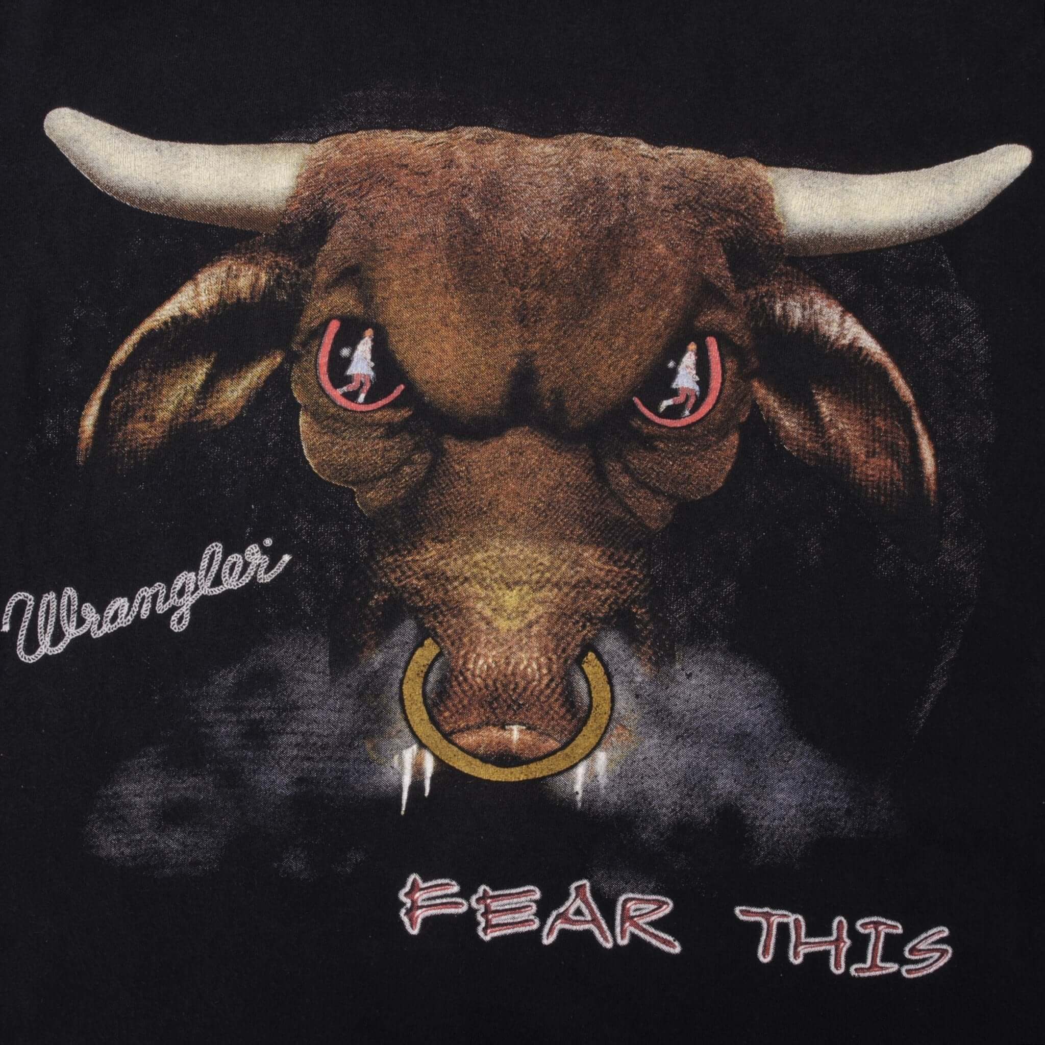 Vintage Wrangler Think You're Tough Enough Bull Tee Shirt Size Medium Made In USA With Single Stitch Sleeves