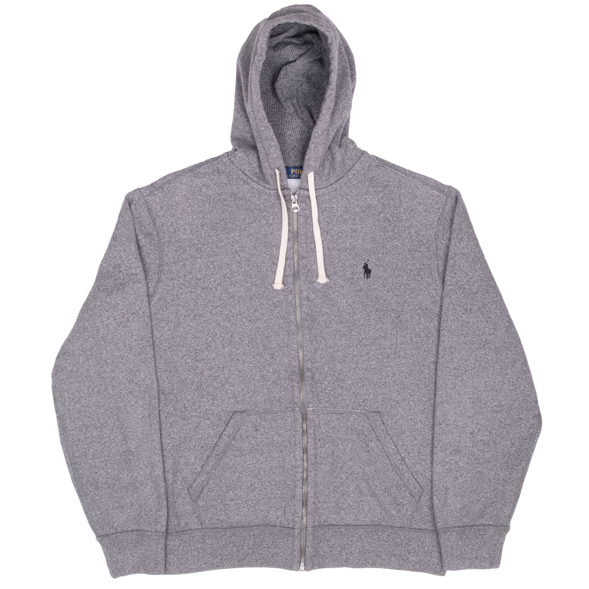 Vintage Ralph Lauren Full Zip Classic Grey Hoodie Sweatshirt Size Large