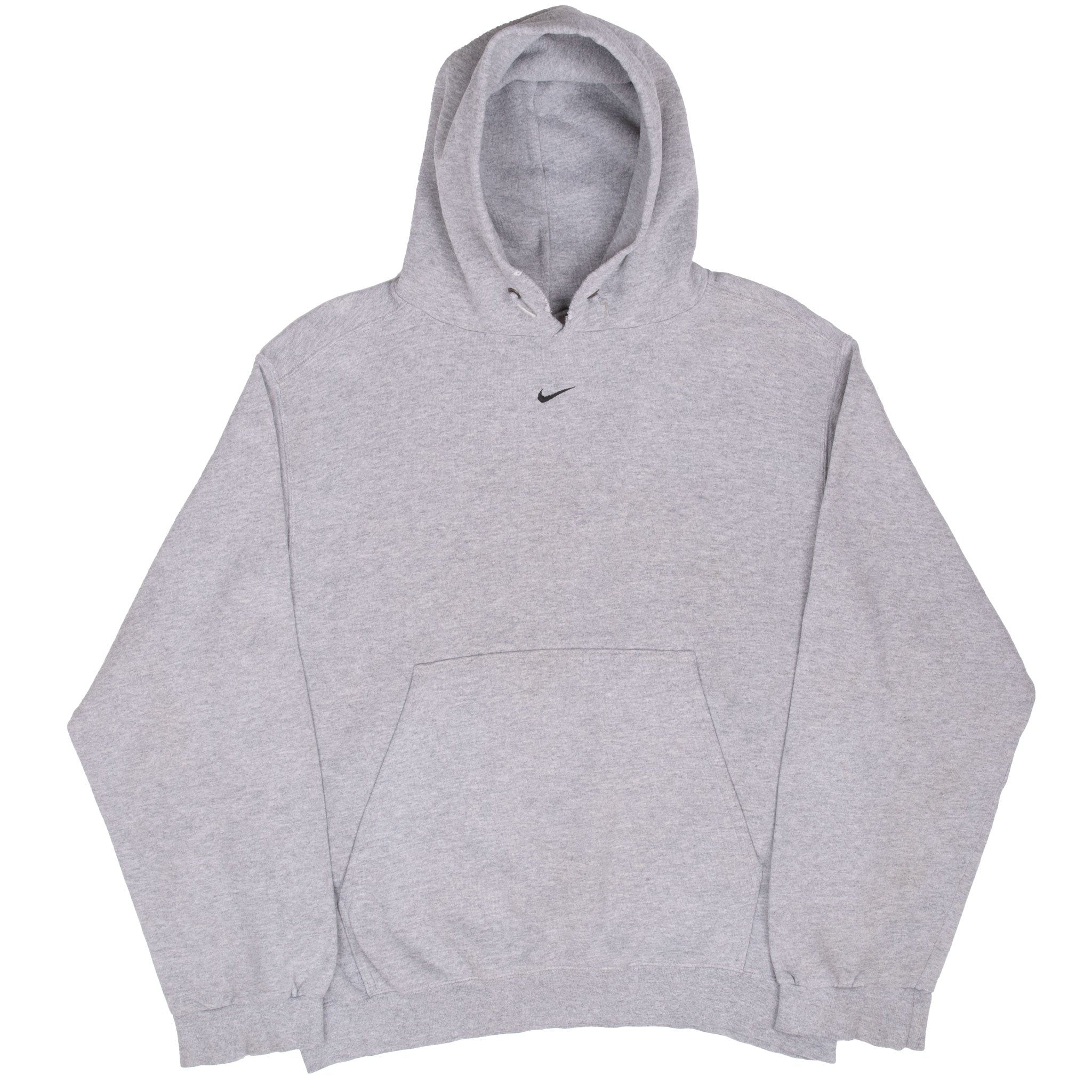 Vintage Nike Center Swoosh Grey Travis Scott Hoodie Sweatshirt 1990S Size Medium Made In USA