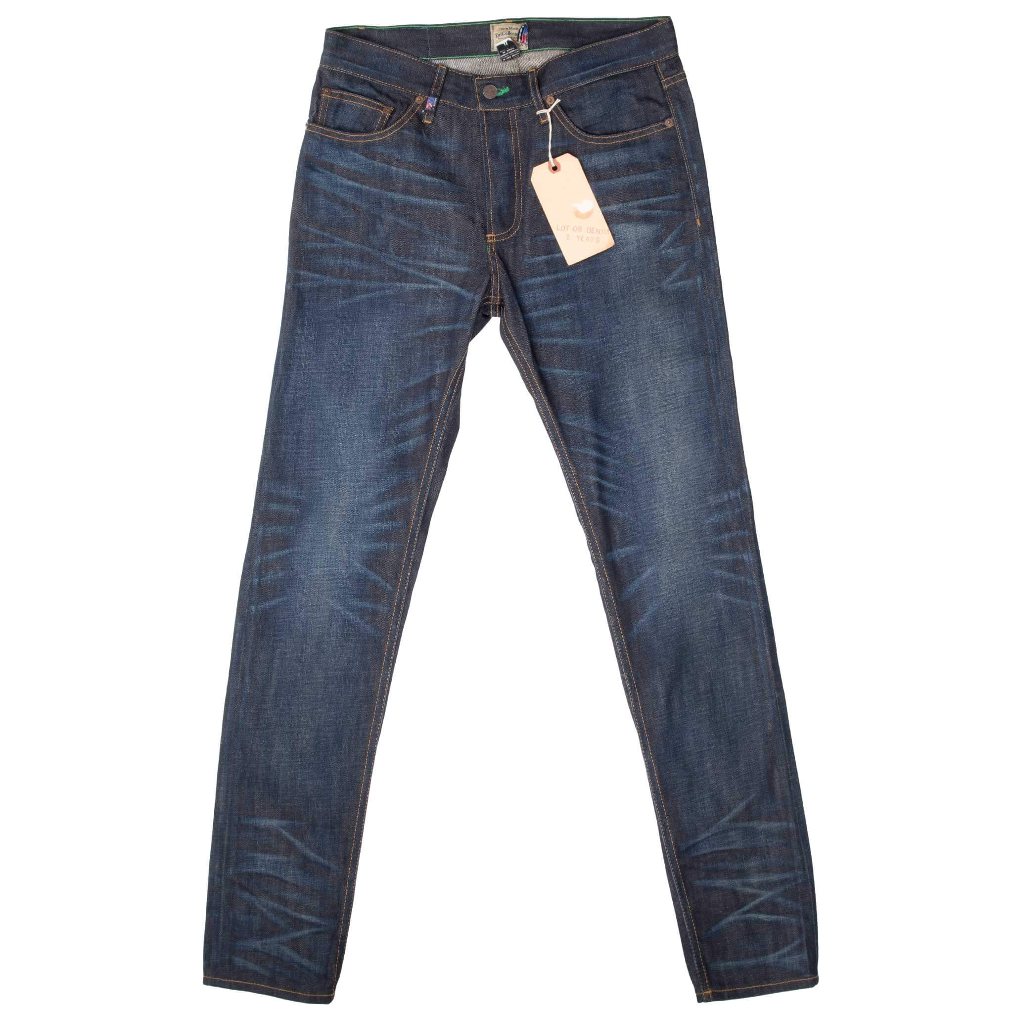 Vintage Dr Collectors Lot 08 Dark Wash Blue Jeans With Light Whiskers Size 33X33 Made In Usa