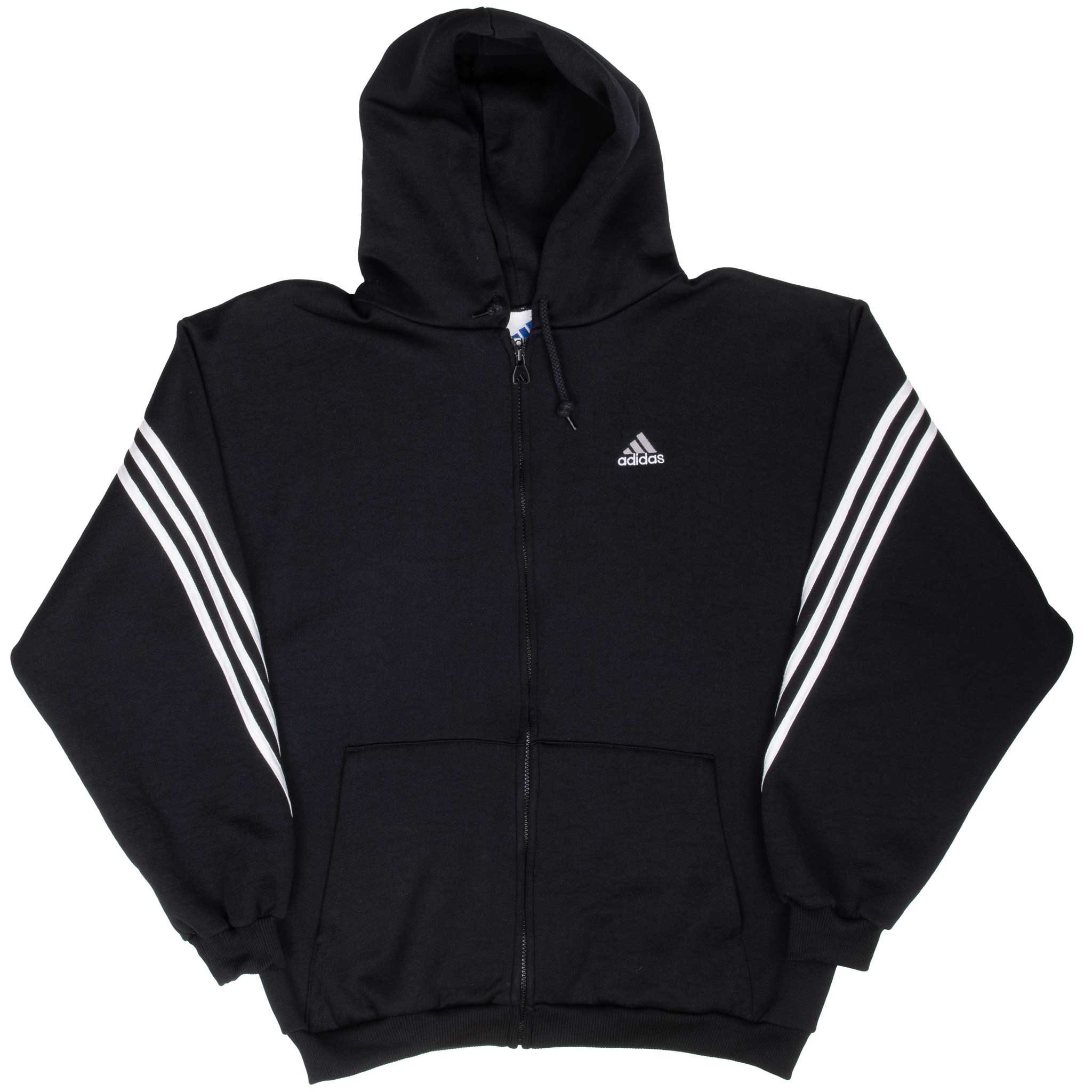 Vintage Adidas Black Hooded Track Jacket 1990S Size Small Made In USA