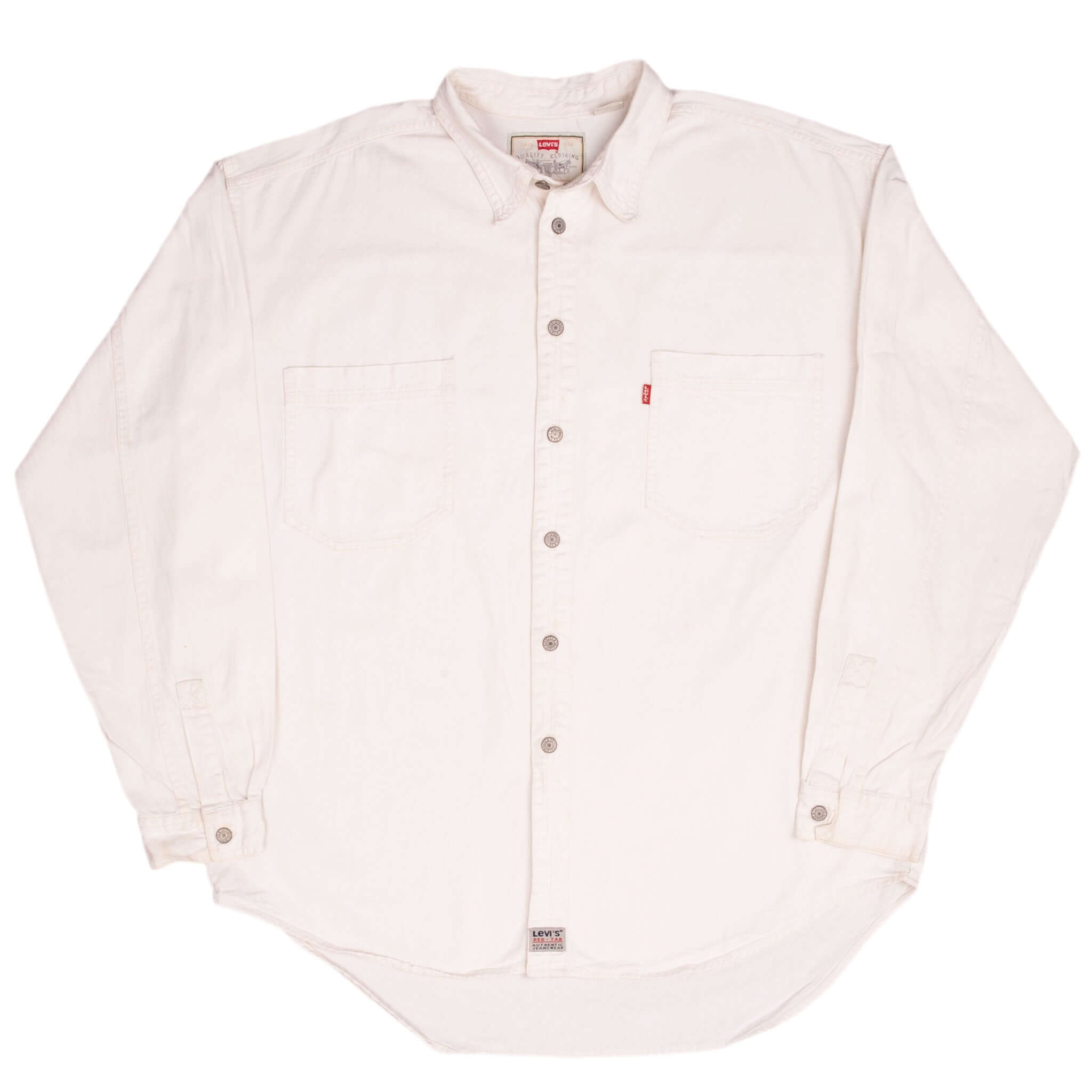 Vintage Levis Denim White Pocket Shirt 1990S Size XL