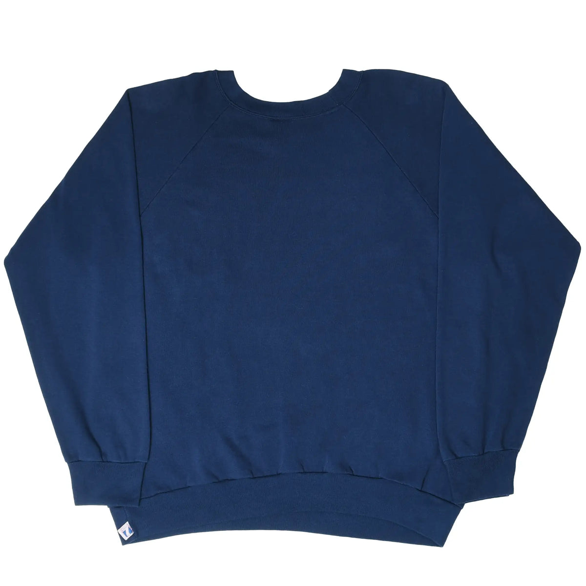 Back of navy Chicago Bears crewneck sweatshirt with plain design and raglan sleeves