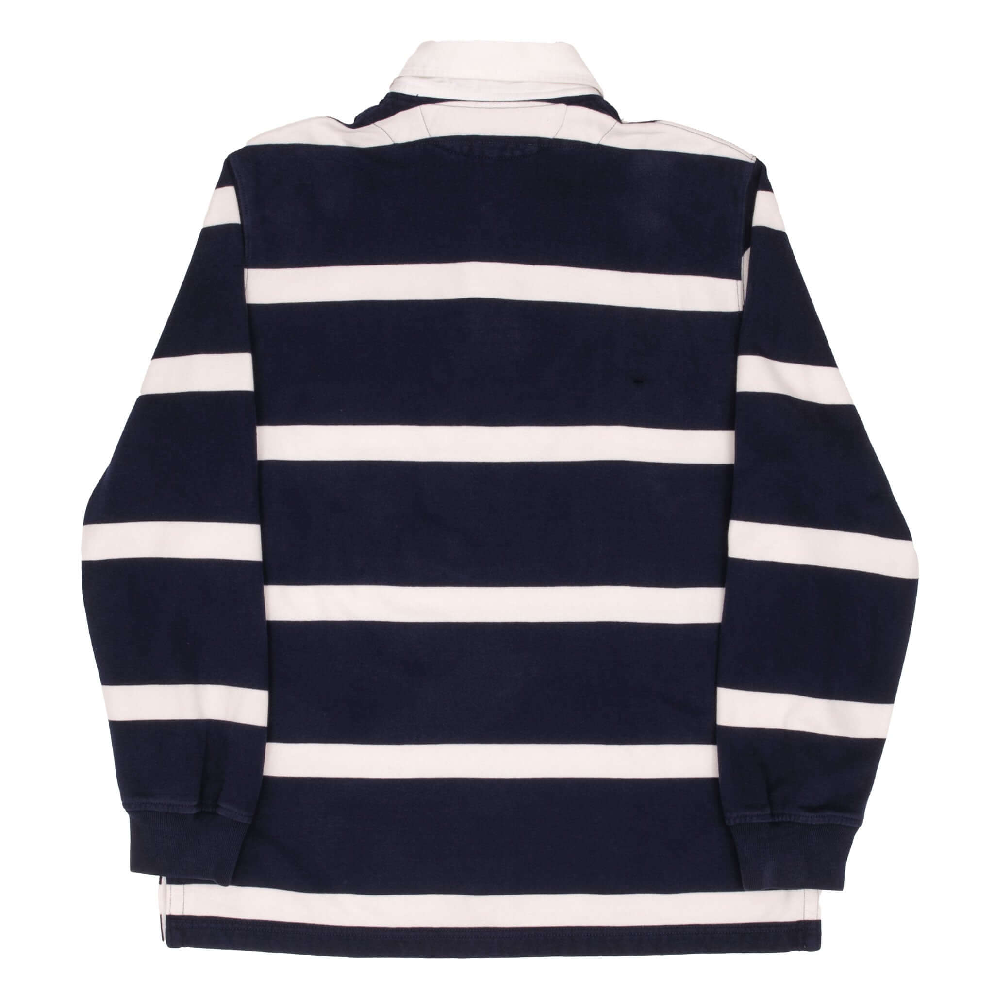 Vintage Ralph Lauren Blue & White Striped Rugby Polo Shirt 1990S Size Large