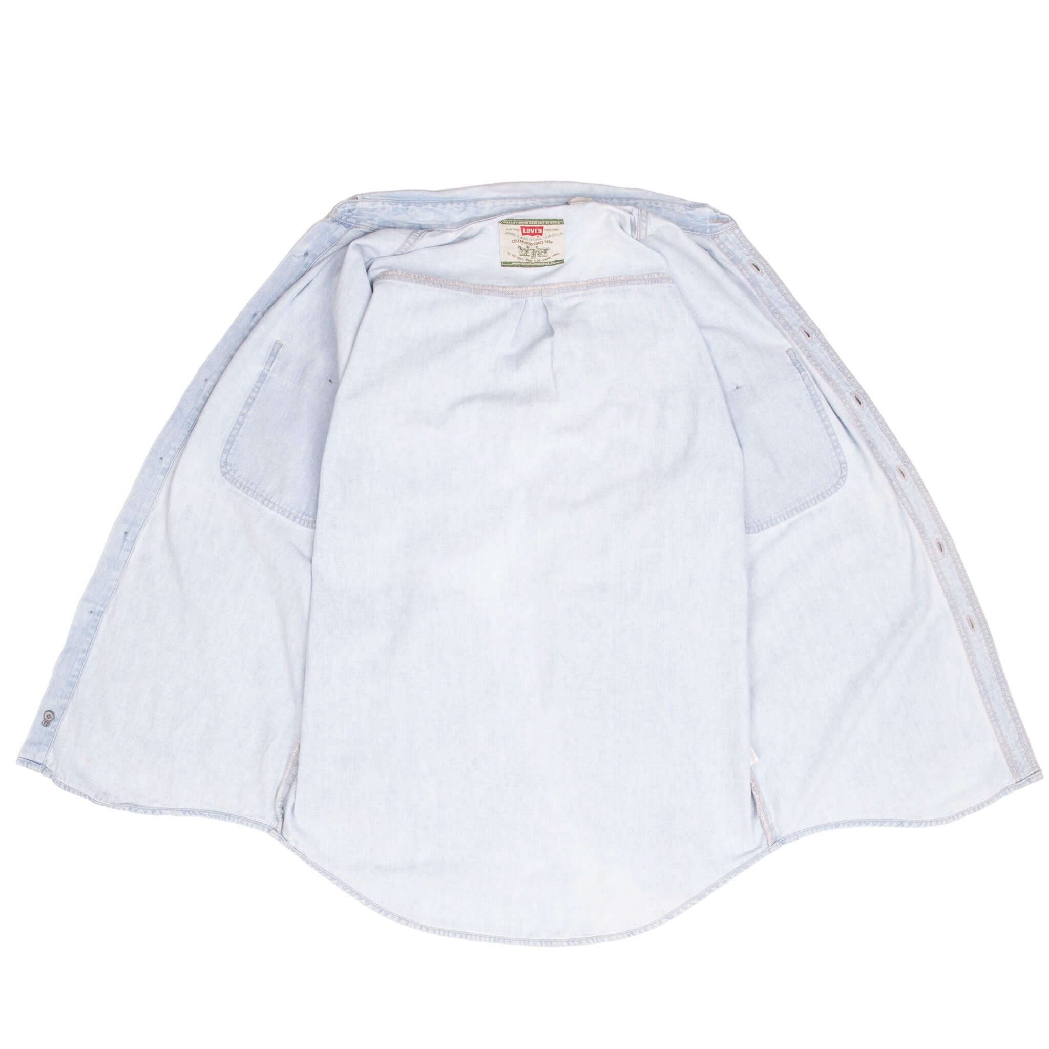 Vintage Levis Denim Blue Pocket Shirt 1990S Size Medium