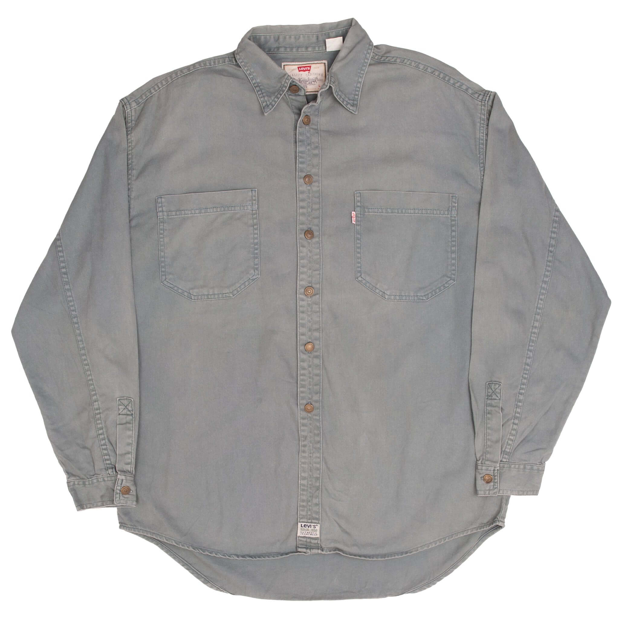 Vintage Levis Denim Sage Green Pocket Shirt 1990S Size Large