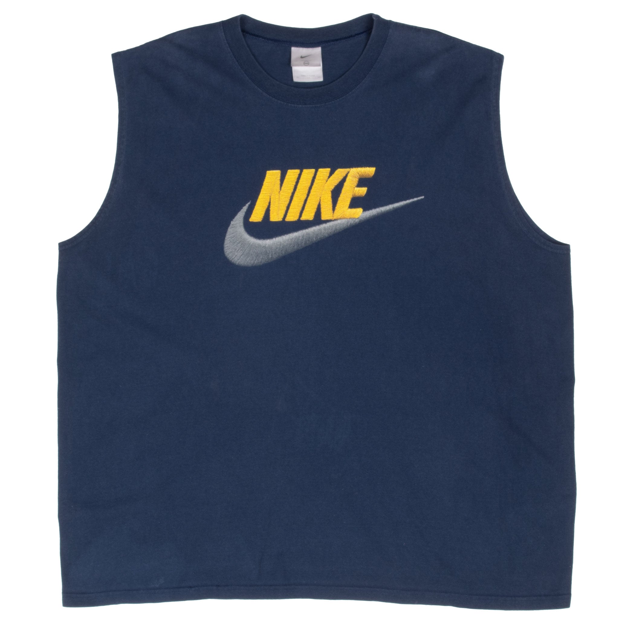 Vintage Nike Spellout Navy Blue Tank Top Tee Shirt 2000S Size 2XL