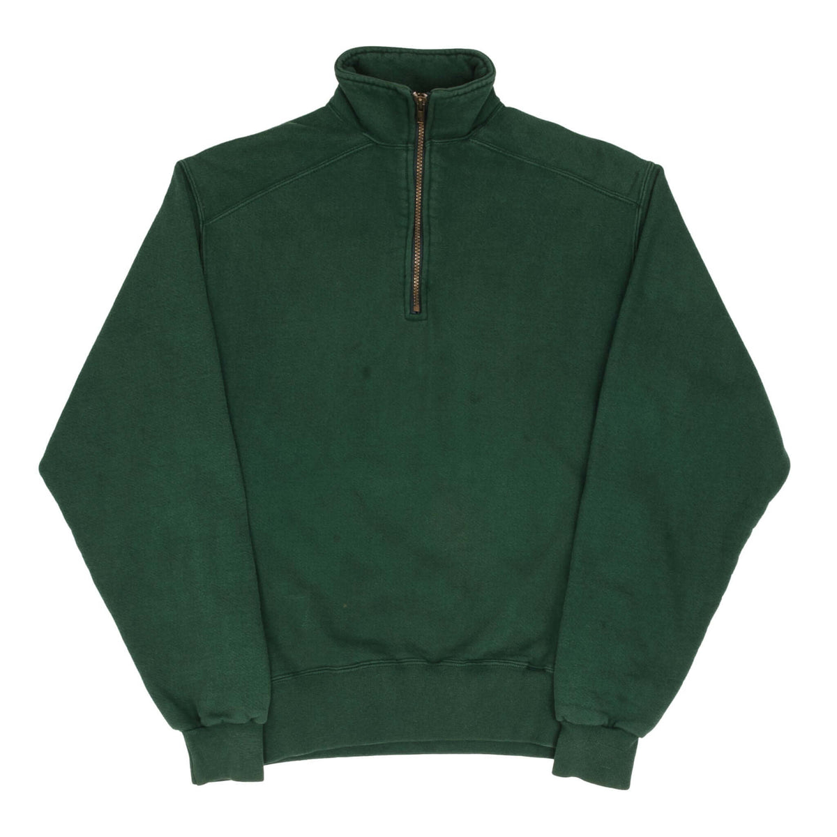 Vintage Quarter 1/4 Zip Pine Green Russell Sweatshirt 1990S Size Small Made In USA