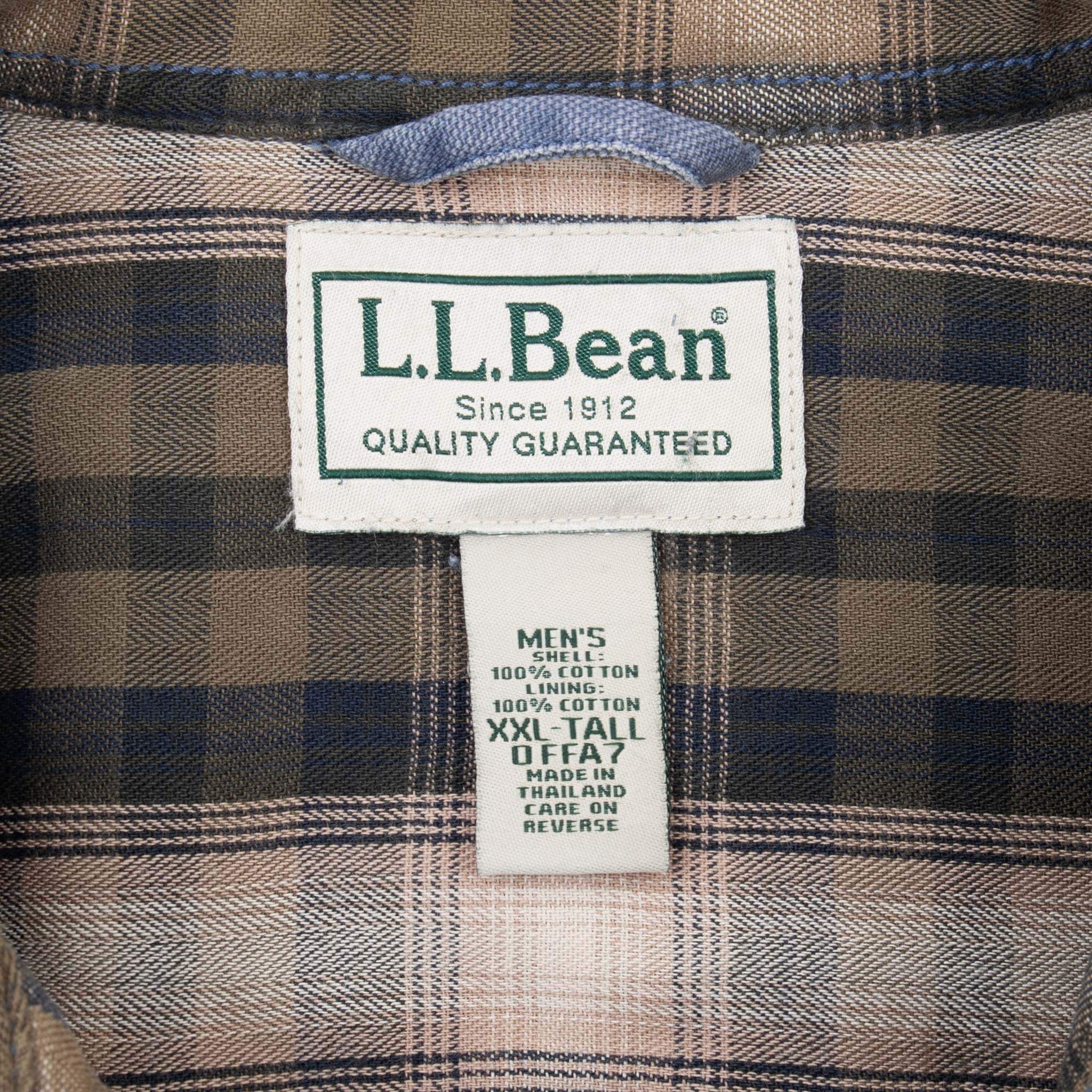 Vintage L.L.Bean Flannel Lined Blue Canvas Over Shirt 1990S Size 2XL