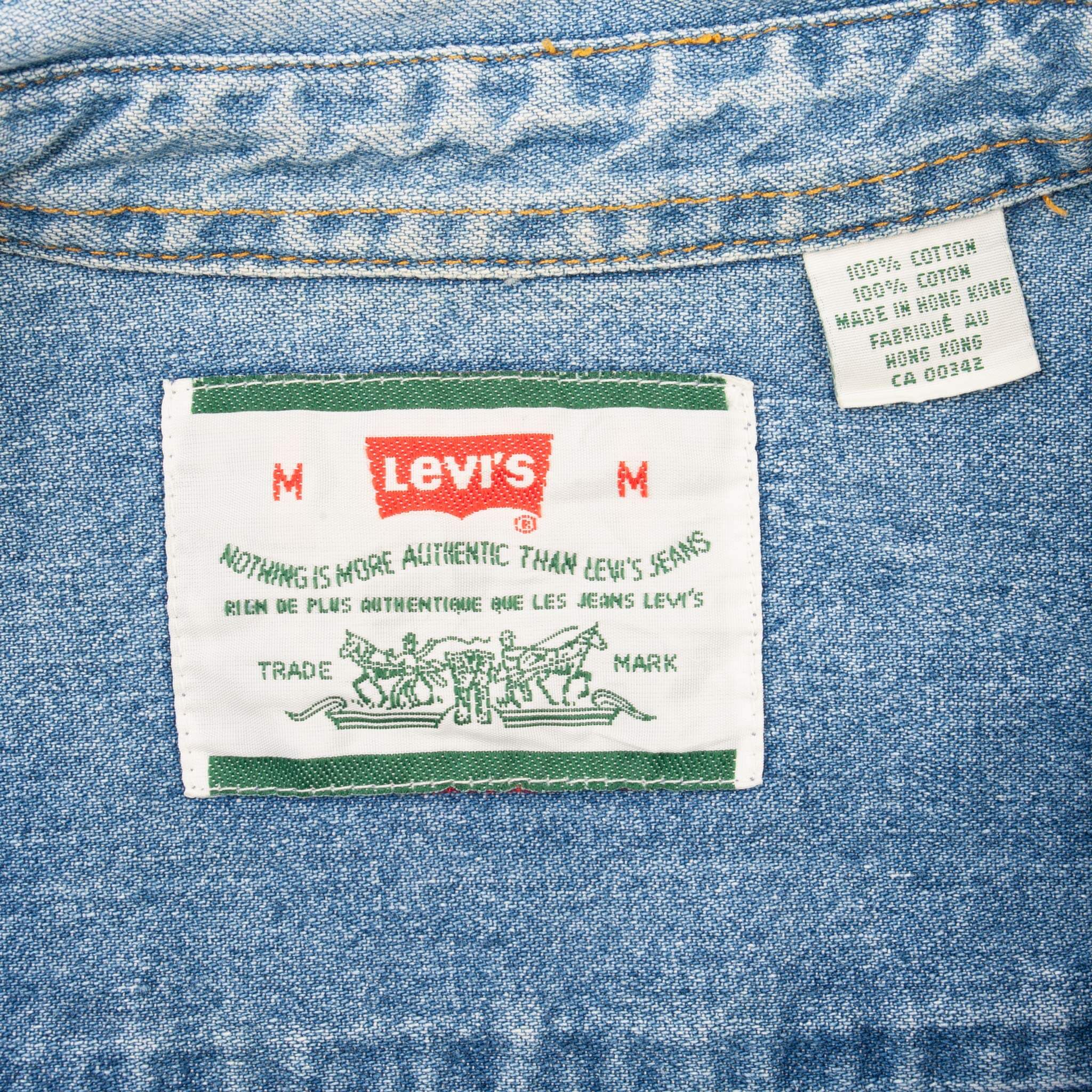 Vintage Levis Denim Blue Pocket Shirt 1990S Size Medium