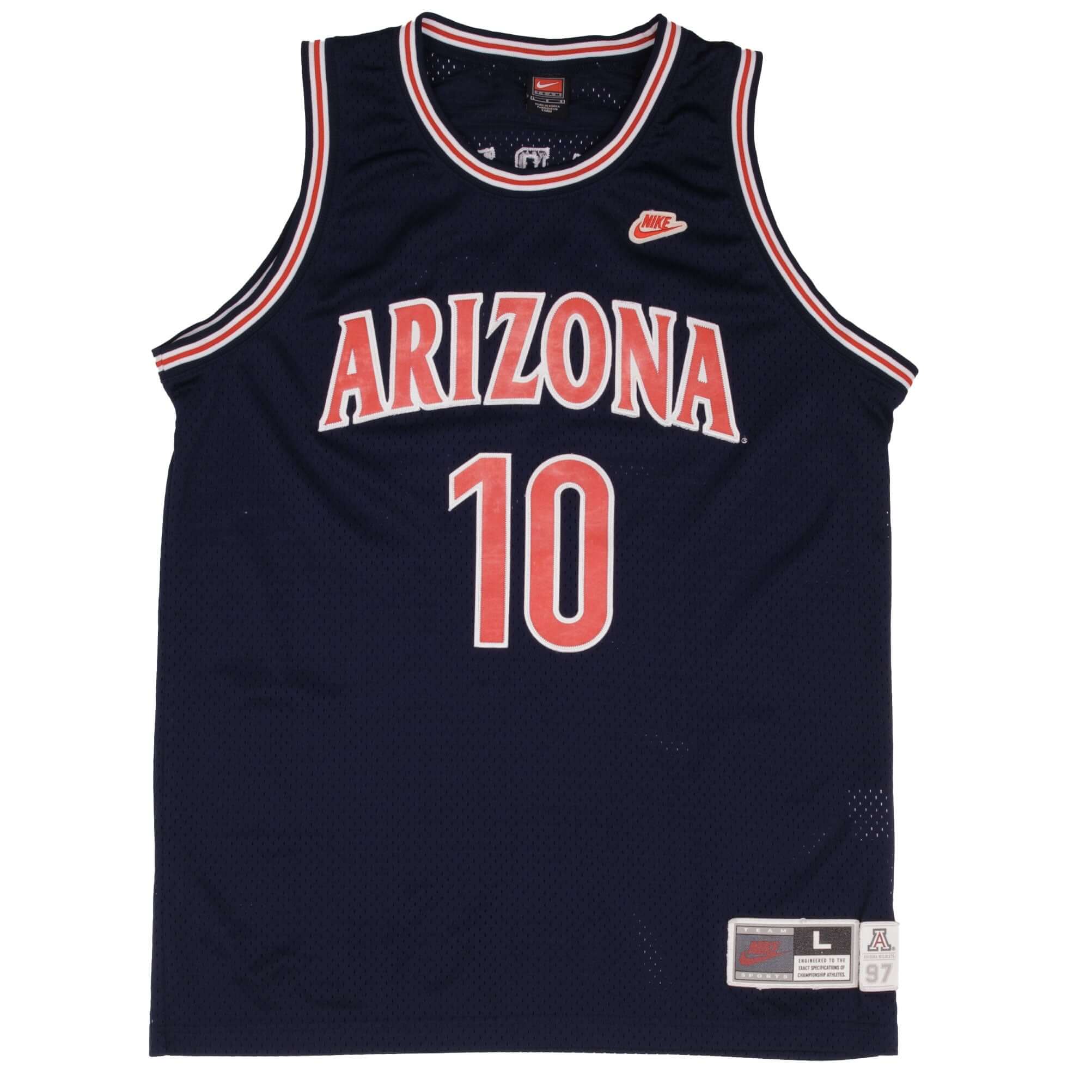 Vintage Ncaa Nike Arizona Wildcats Mike Bibby #10 1997 Jersey Size Large