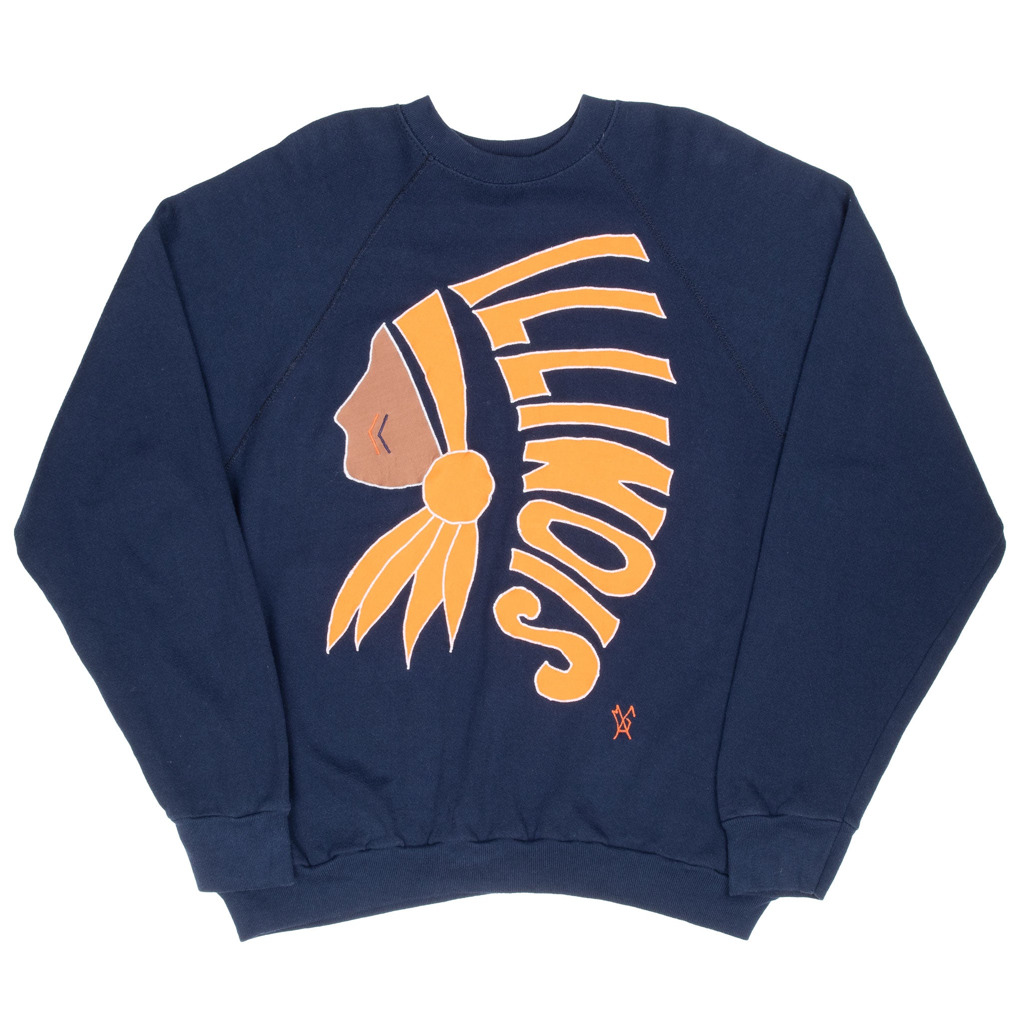 Vintage Illinois Fighting Illini Embroidered Sweatshirt 1990S Size Large Made Usa