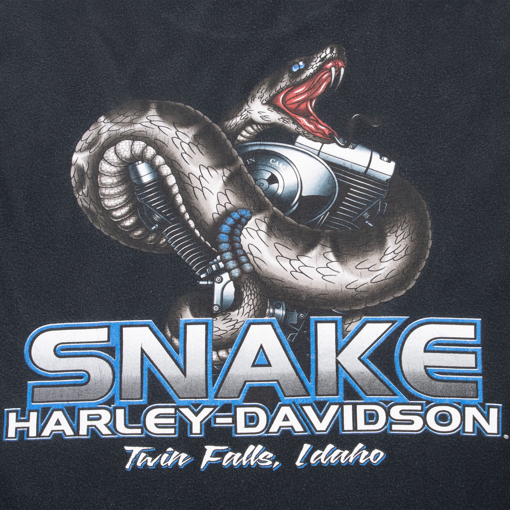 Vintage Harley Davidson Snake Twin Falls Idaho Tank Top Tee Shirt 2000 Size XL Made In Usa