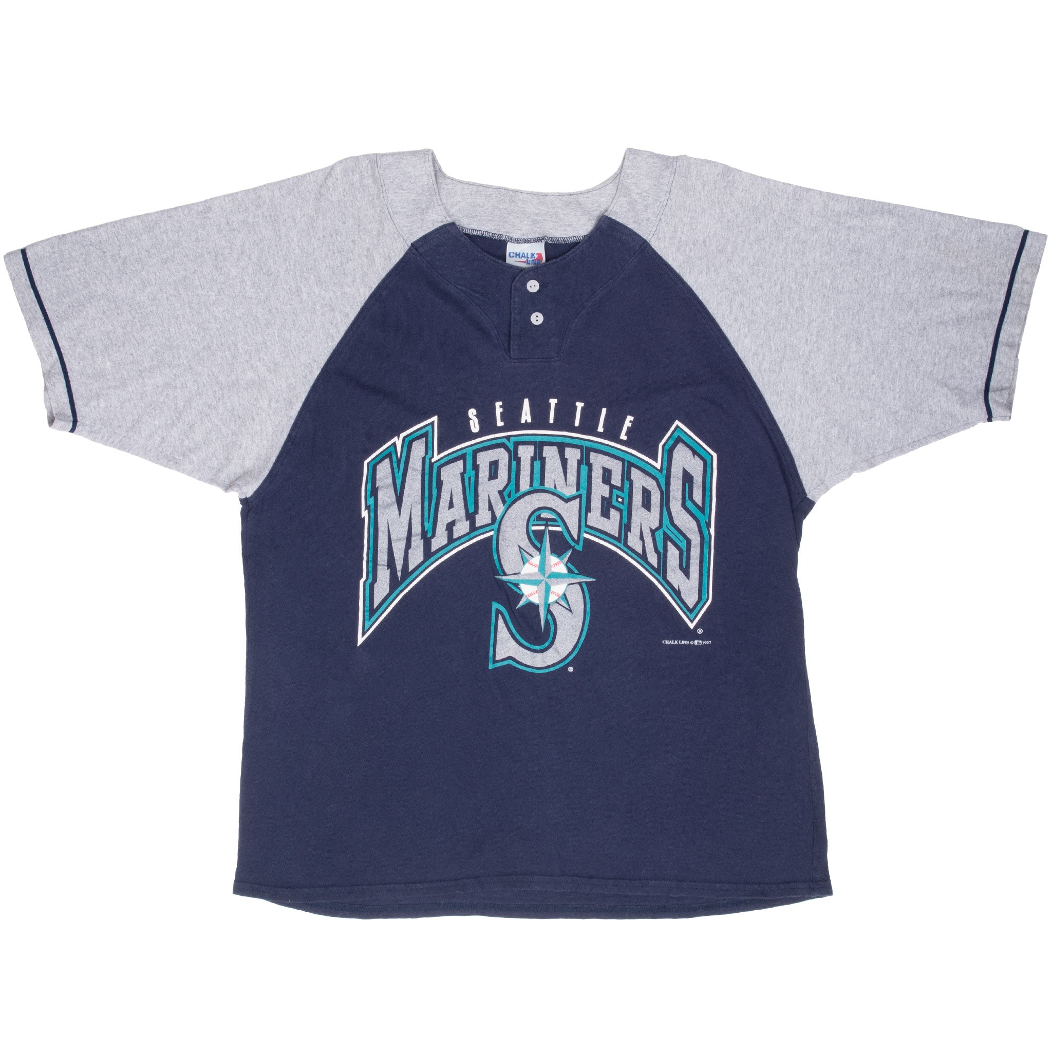 Vintage Mlb Seattle Mariners 1997 Henley Tee Shirt Size XL