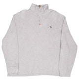 Vintage Polo Ralph Lauren Light Grey Quarter 1/4 Zip Sweater 1990S Size XL