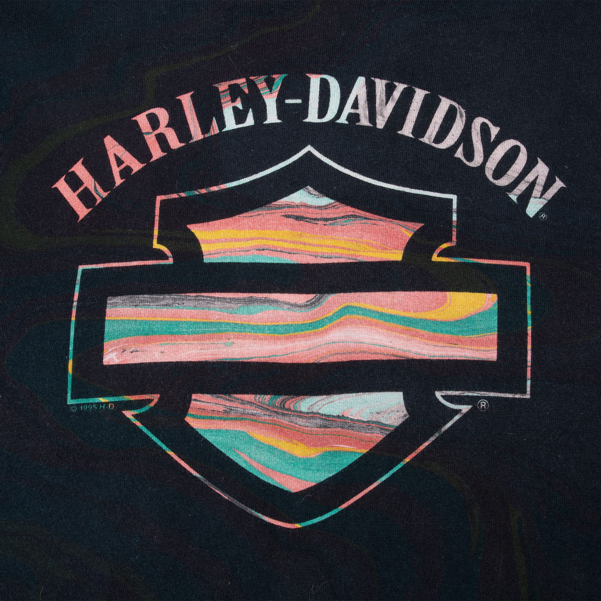 Vintage Harley Davidson Calgary Alberta Tie Dye Tee Shirt 1995 Large Made In Usa With Single Stitch Sleeves