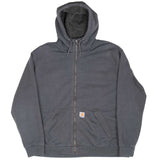Vintage Carhartt Heavyweight Sherpa Lined Full Zip Grey Hoodie Sweatshirt Size 2XL