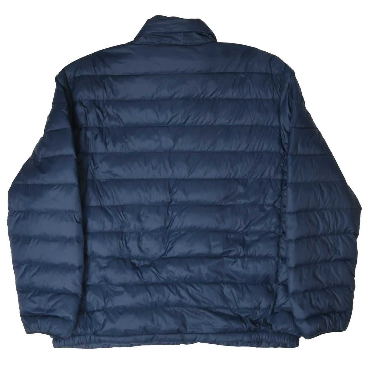 Back of navy Polo Ralph Lauren puffer jacket with horizontal quilting