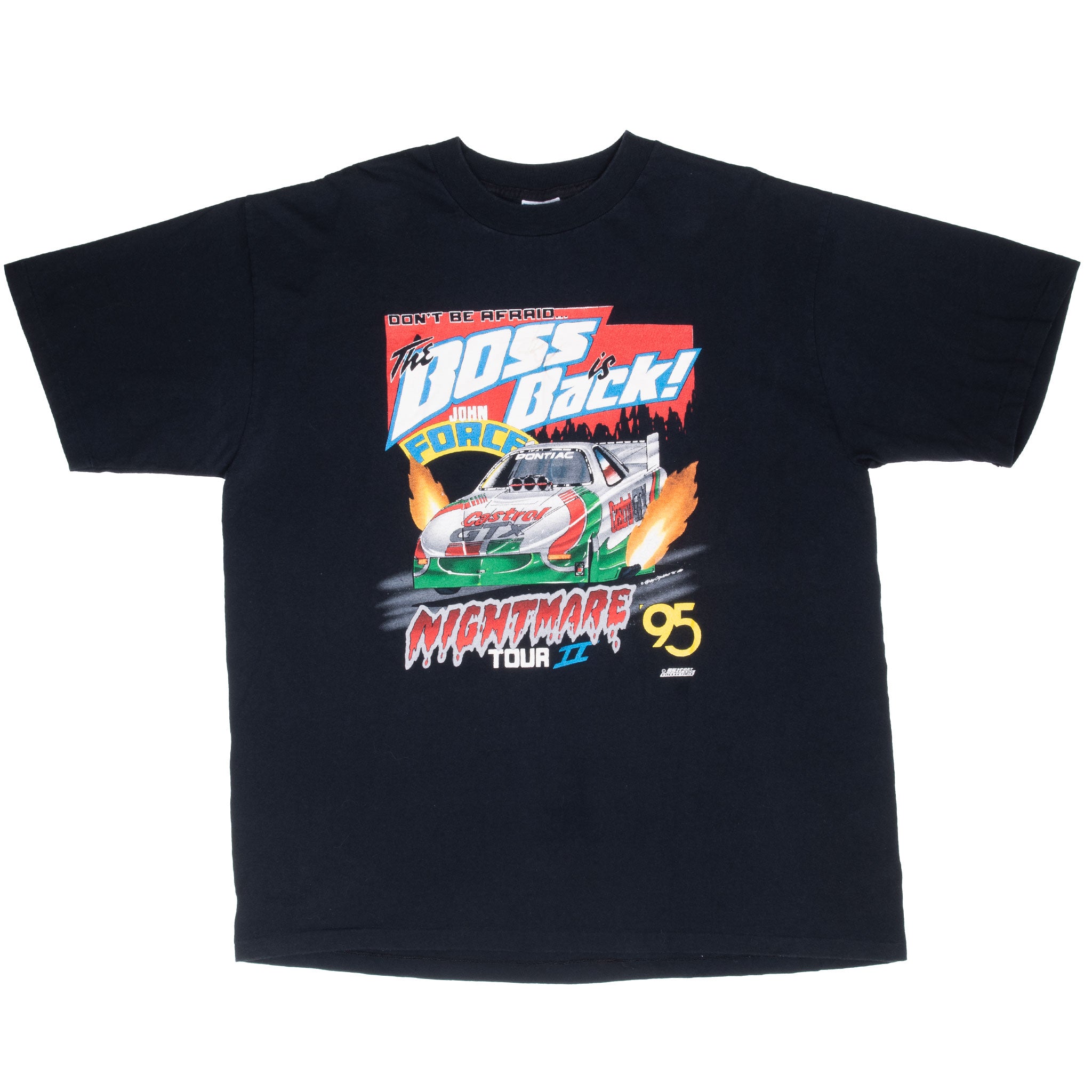 Vintage Nascar John Force 1995 Tee Shirt Size 2XL Made In Usa With Single Stitch Sleeves