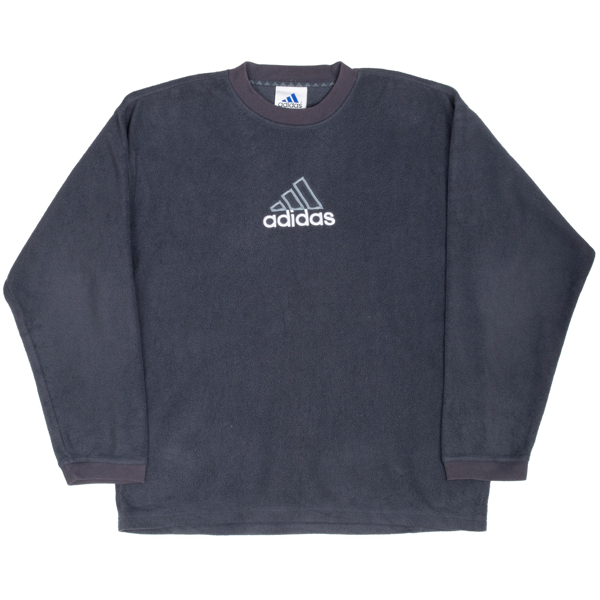 Vintage Adidas Black Fleece Crewneck Sweatshirt 1990S Size Medium