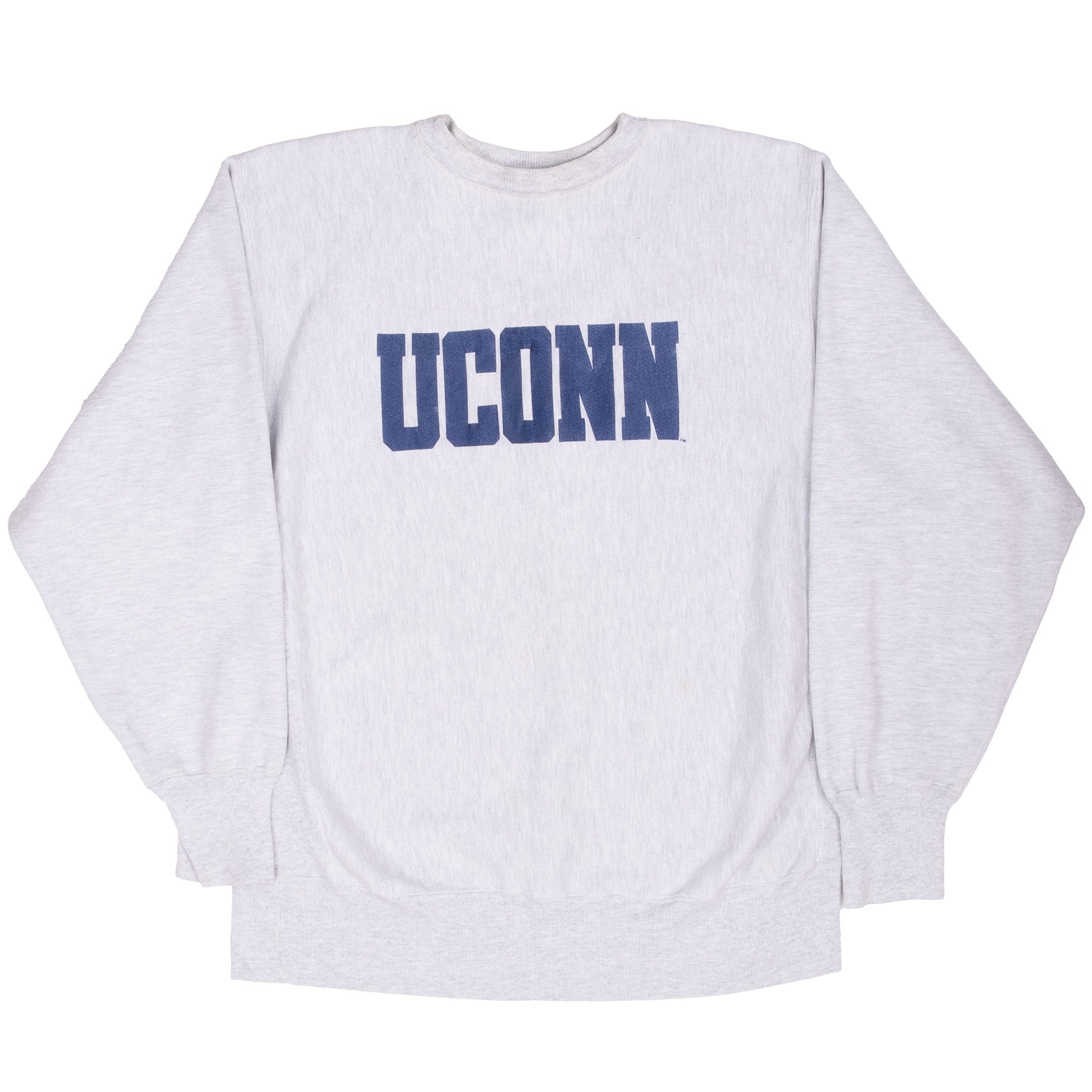 Vintage Champion Reverse Weave Uconn Crewneck Grey Sweatshirt 1990S Size XL