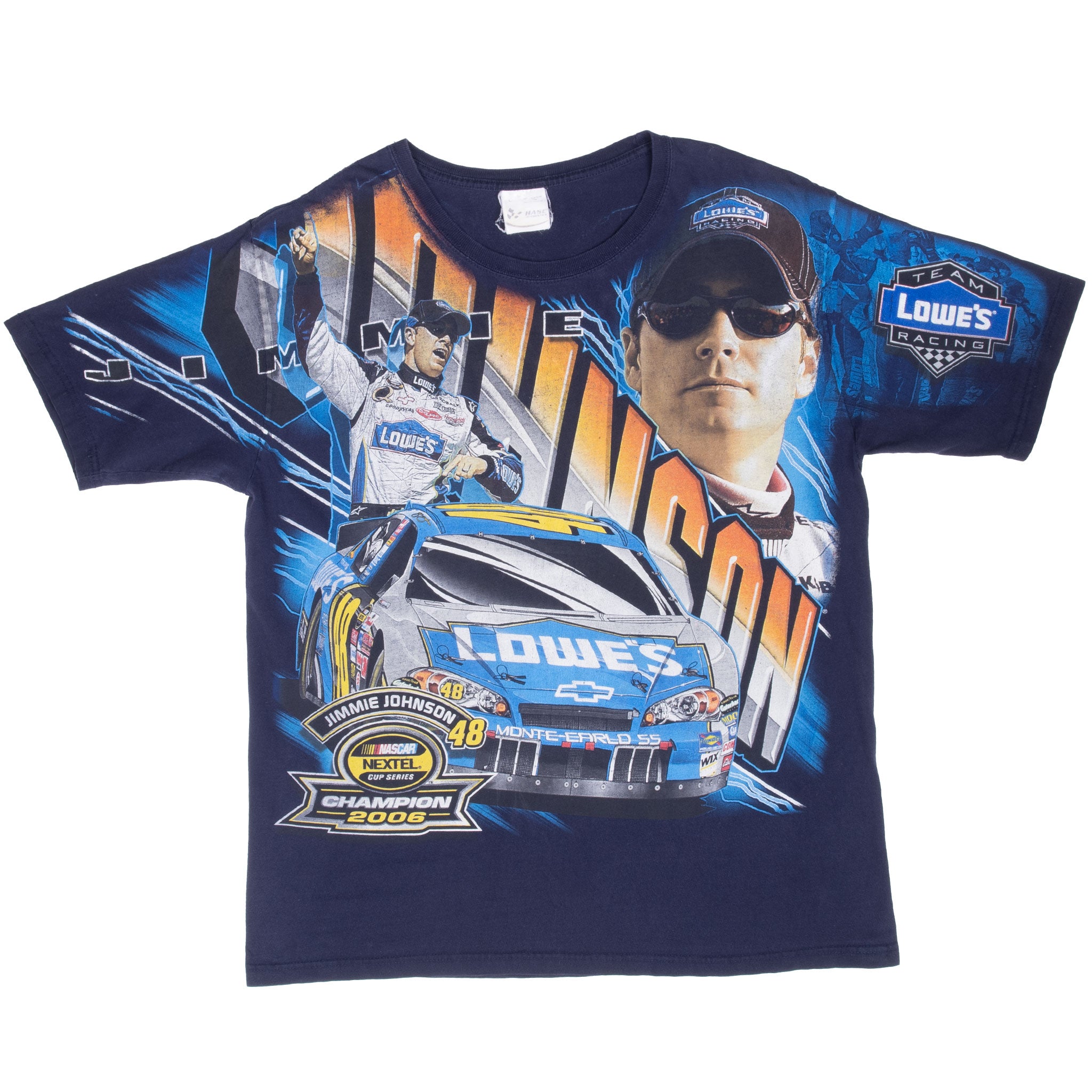 Vintage Nascar Jimmie Johnson Champion 2006 All Over Print Tee Shirt Size Large