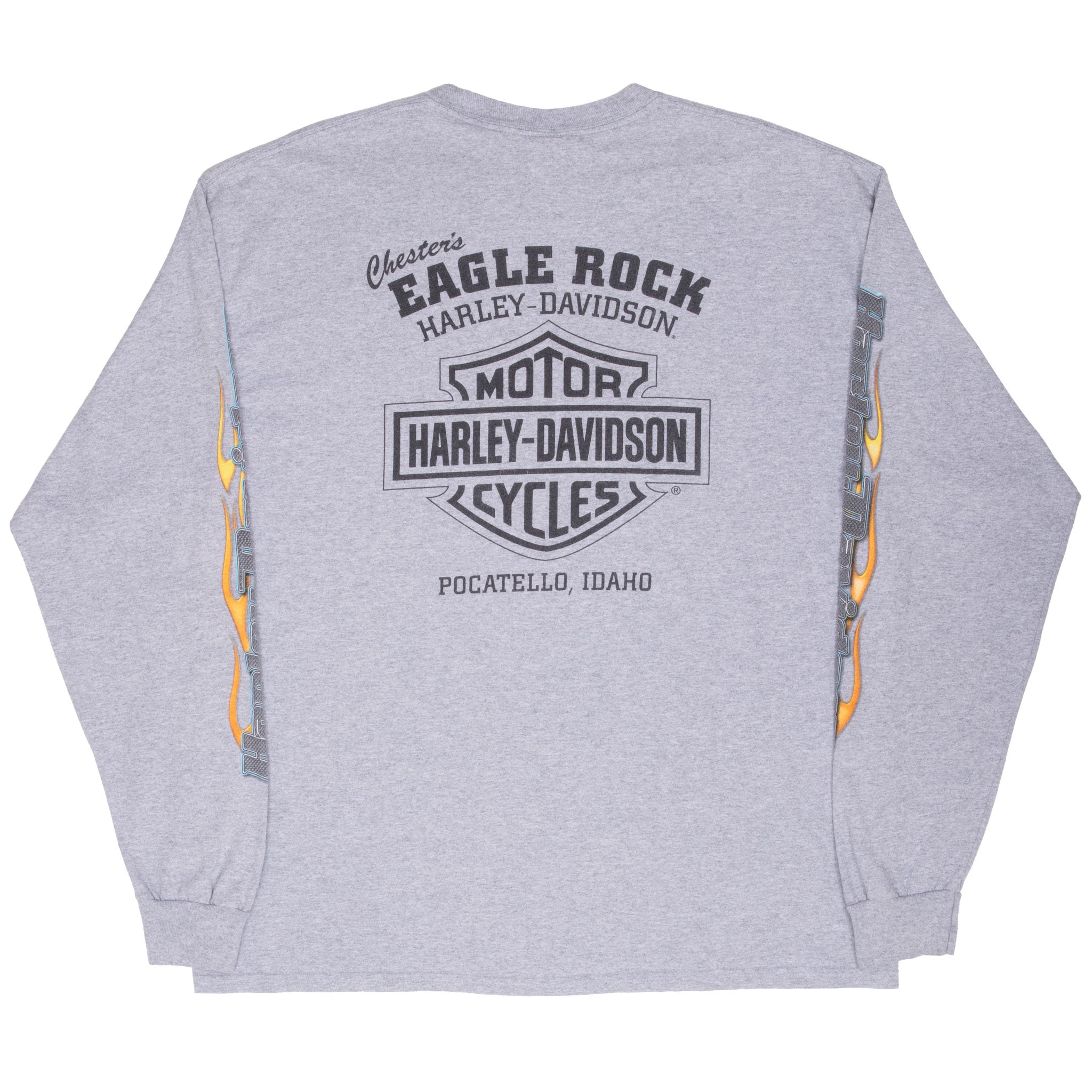 Vintage Harley Davidson Pocatello Idaho Flame Long Sleeve Tee Shirt 2017 Size XL