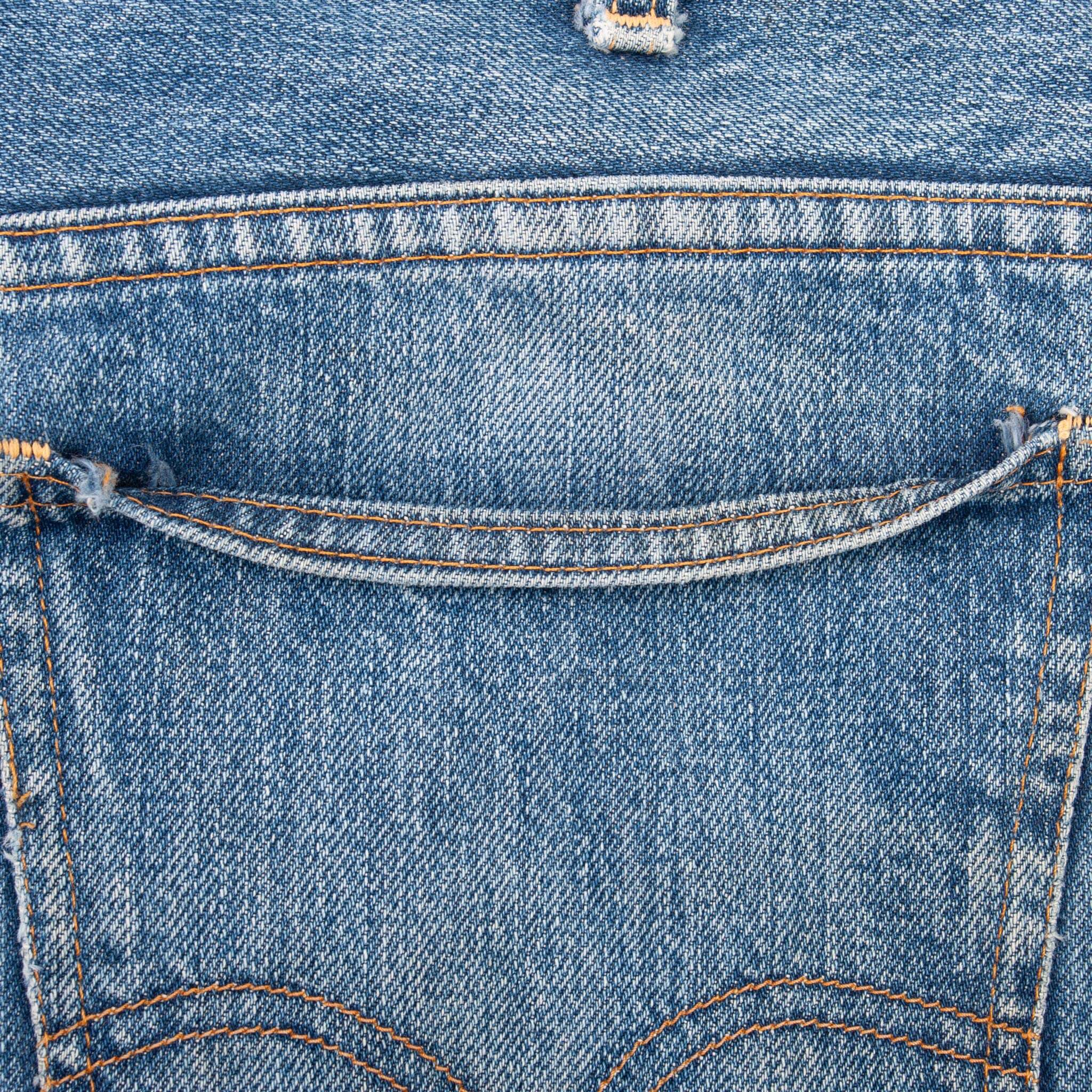 Vintage Levis 517 Bootcut Jeans Indigo 1970S Size W35 L29 Made In Usa With a Medium Wash With Light Whiskers
Back Button #2
Talon Zipper